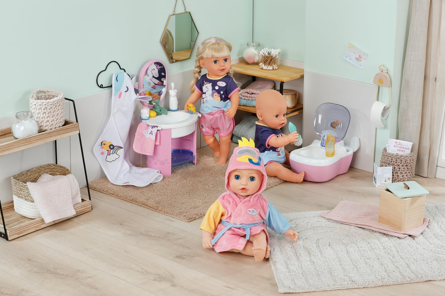 BABY Born Hooded Towel Set with Unicorn and Rainbow Towel