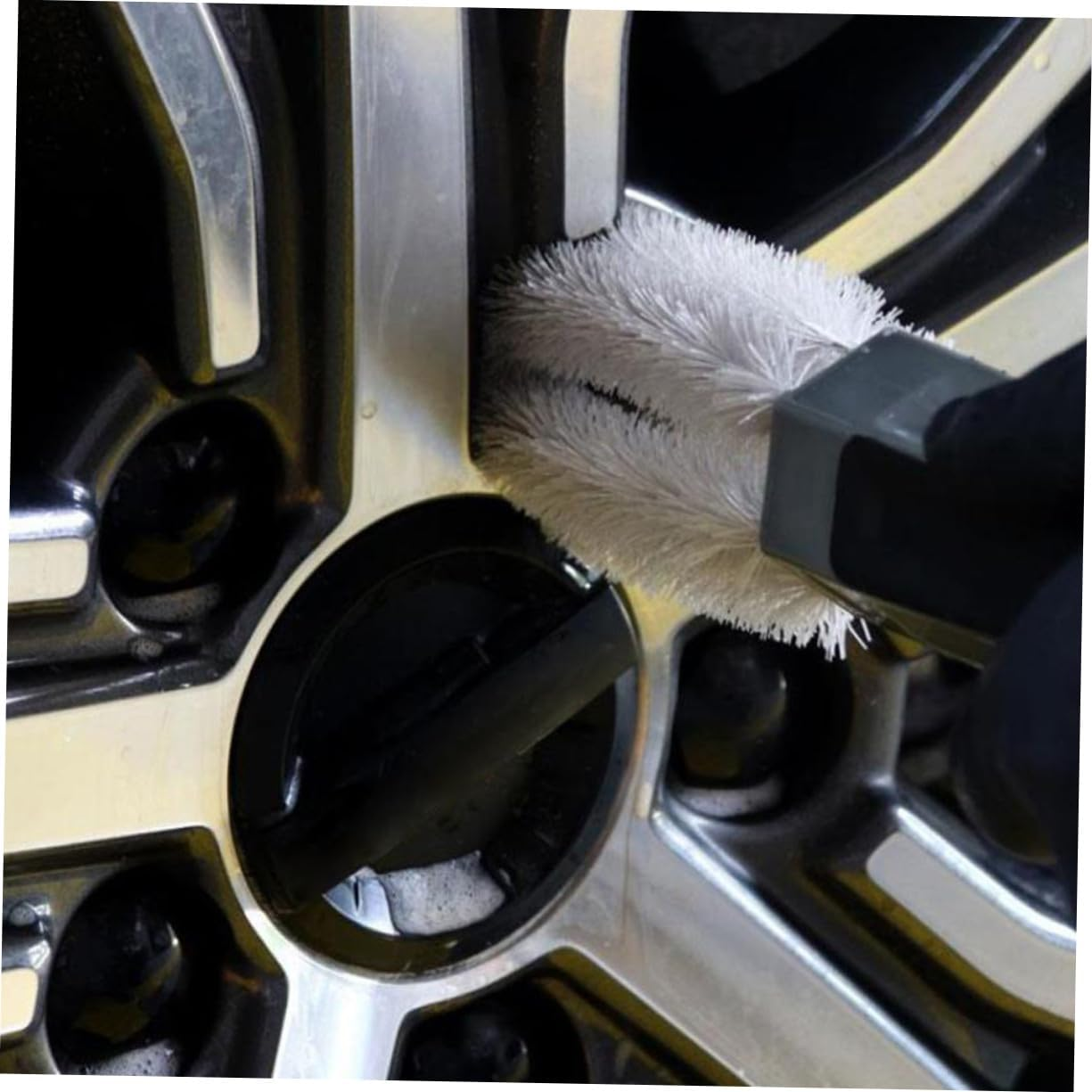 ULTECHNOVO Wheel Brush Tire Brush Car Detailing Cleaning Tool with Handle for Automotive Wheel and Tire Maintenance image number 2