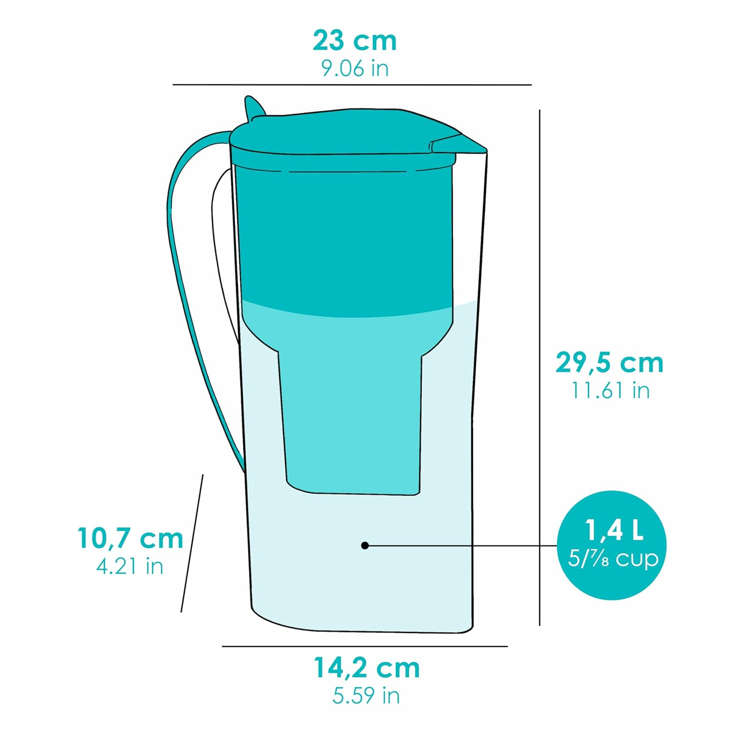 Alkanatur Alkaline Hydrogen Water Filter Pitcher - Removes Fluoride, Chlorine, Microplastics, Pfas, Lead - Activated Coconut Carbon, Ionizer, Ph 9.5, Adds Magnesium (Filter with Added Zeolite (Blue)) image number 2