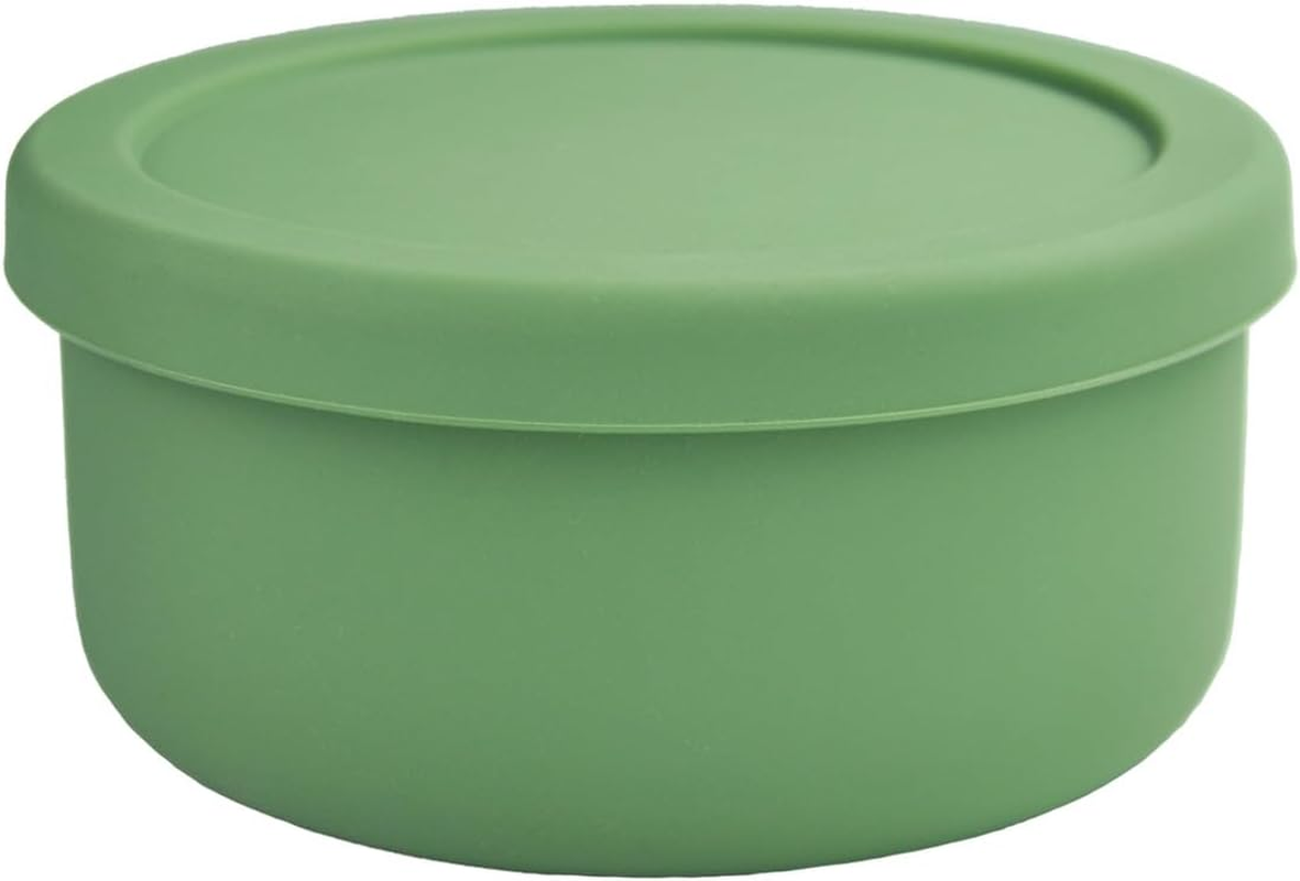24Oz Silicone Lunch Box, round Salad Bowl with Lid, Airtight Food Container for Meal Prep, Leftovers, Soup & Stew Storage. Microwave, Fridge, Dishwasher Safe. Bpa-Free (Grass Green) - Brown image number 5