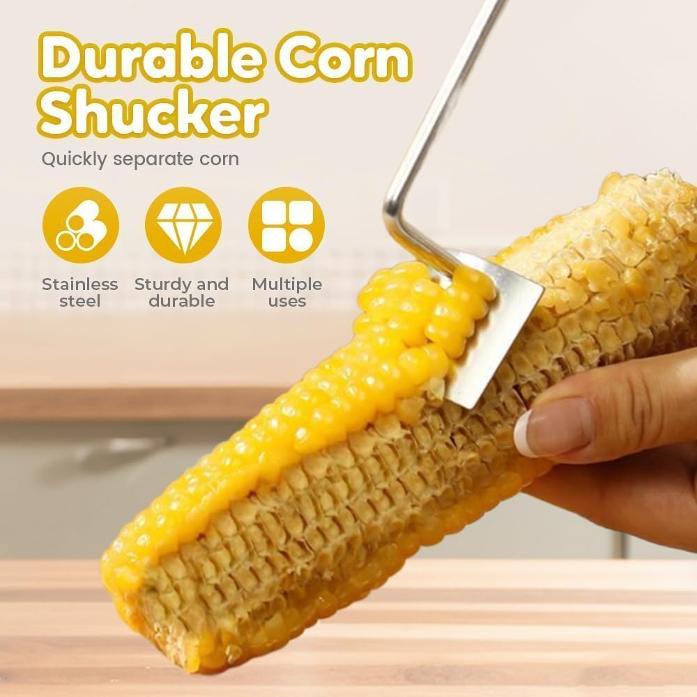 Easy-To-Clean Corn Cob Peeler, Special Peeler for Corn Cobs, Long-Handle Stainless Steel Corn Stripping Tool with Ergonomic Design for Home Kitchen Gadgets image number 4