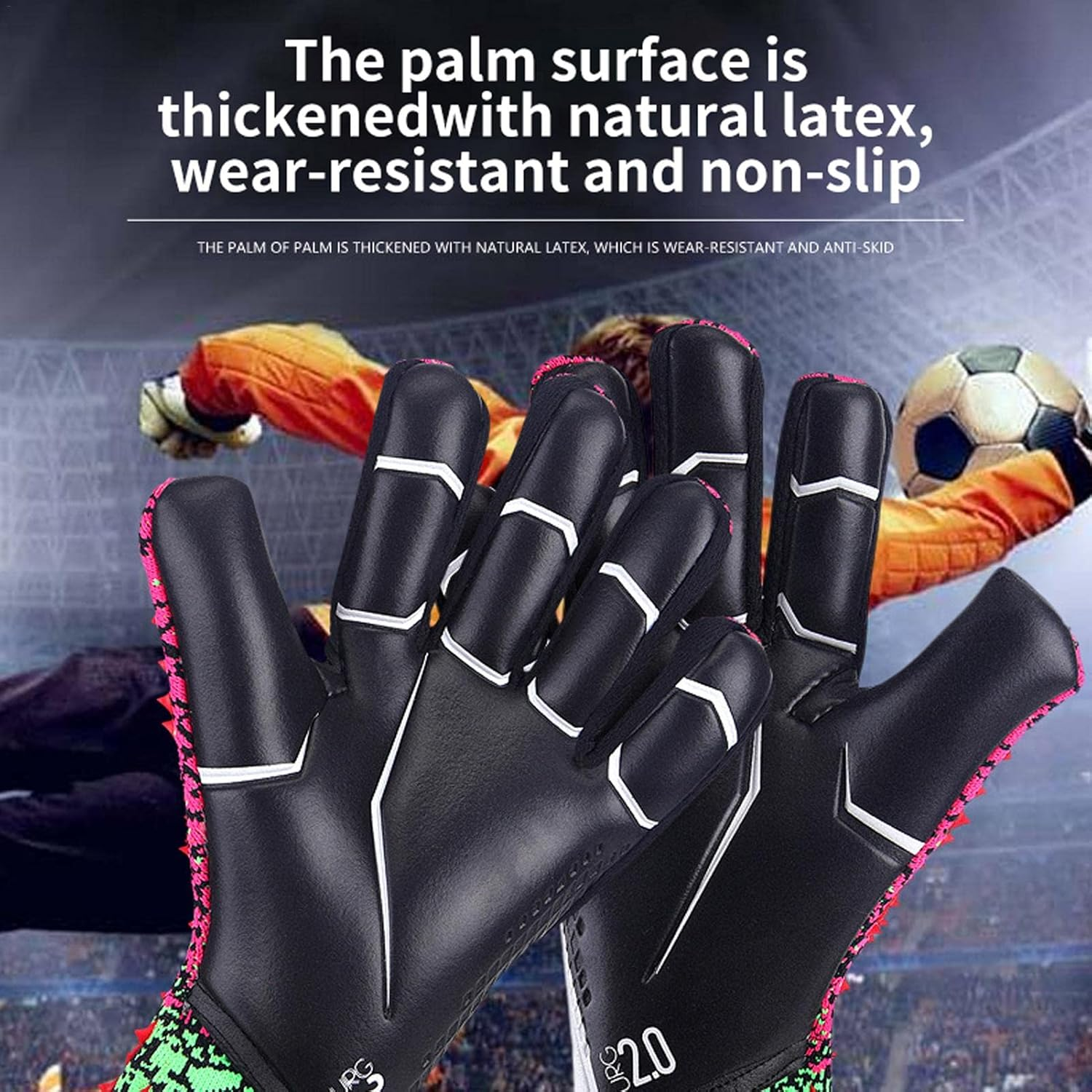 Soccer Goalkeeper Gloves for Children, Youth & Adults, Professional Goalkeeping Gloves with Strong Grip & Excellent Protection, Non Slip Wear-Resistant Goalie Gloves Sizes 6 7 8 9 10