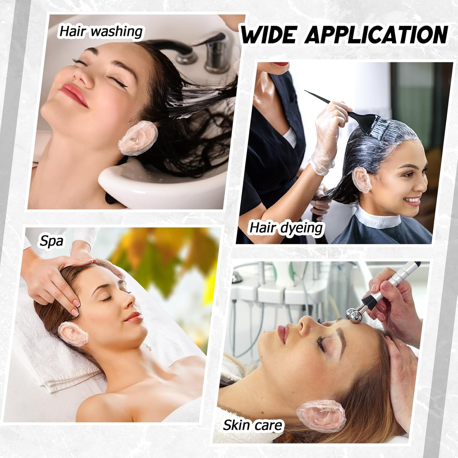 100 Pack Clear Disposable Ear Protectors Waterproof Ear Covers for Hair Dye, Shower, Bathing image number 5