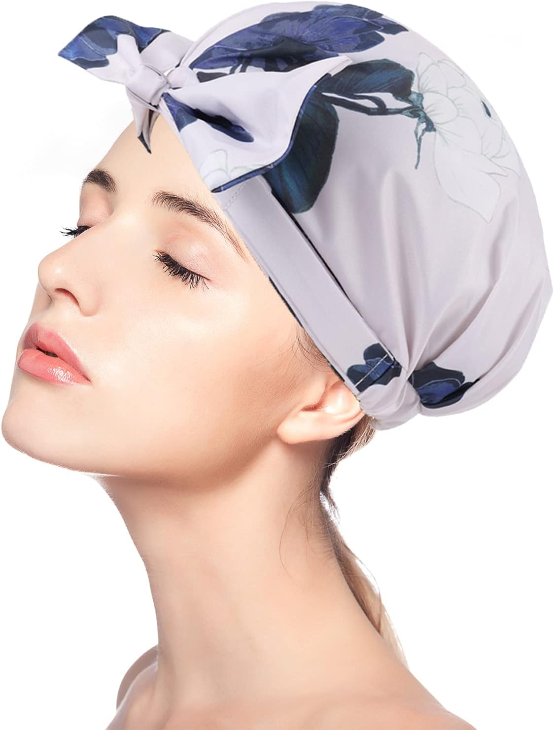 Reusable Shower Caps for Women Flexible Bathing Caps for Women Waterproof Adjustable Shower Cap Bathing Closed Design and Easy to Wear image number 1