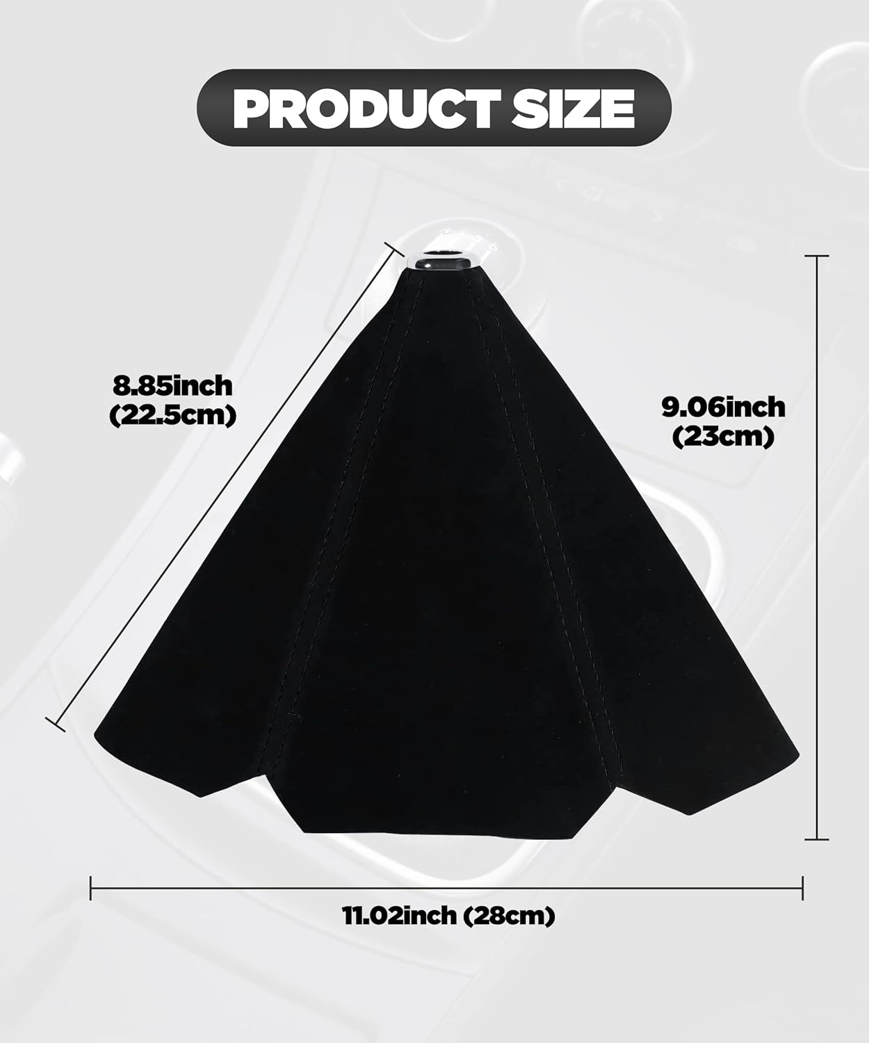 YAKEFLY Universal Car Shift Boots Shift Knob Dust Cover MT Gear Shift Cover,Pu Leather Shifter Boot Retainer Stick Shift Sleeve Gear Shifter Boot Gear Gaiter Cover (Black Suede/Stitching) - Black Suede/Stitching image number 3