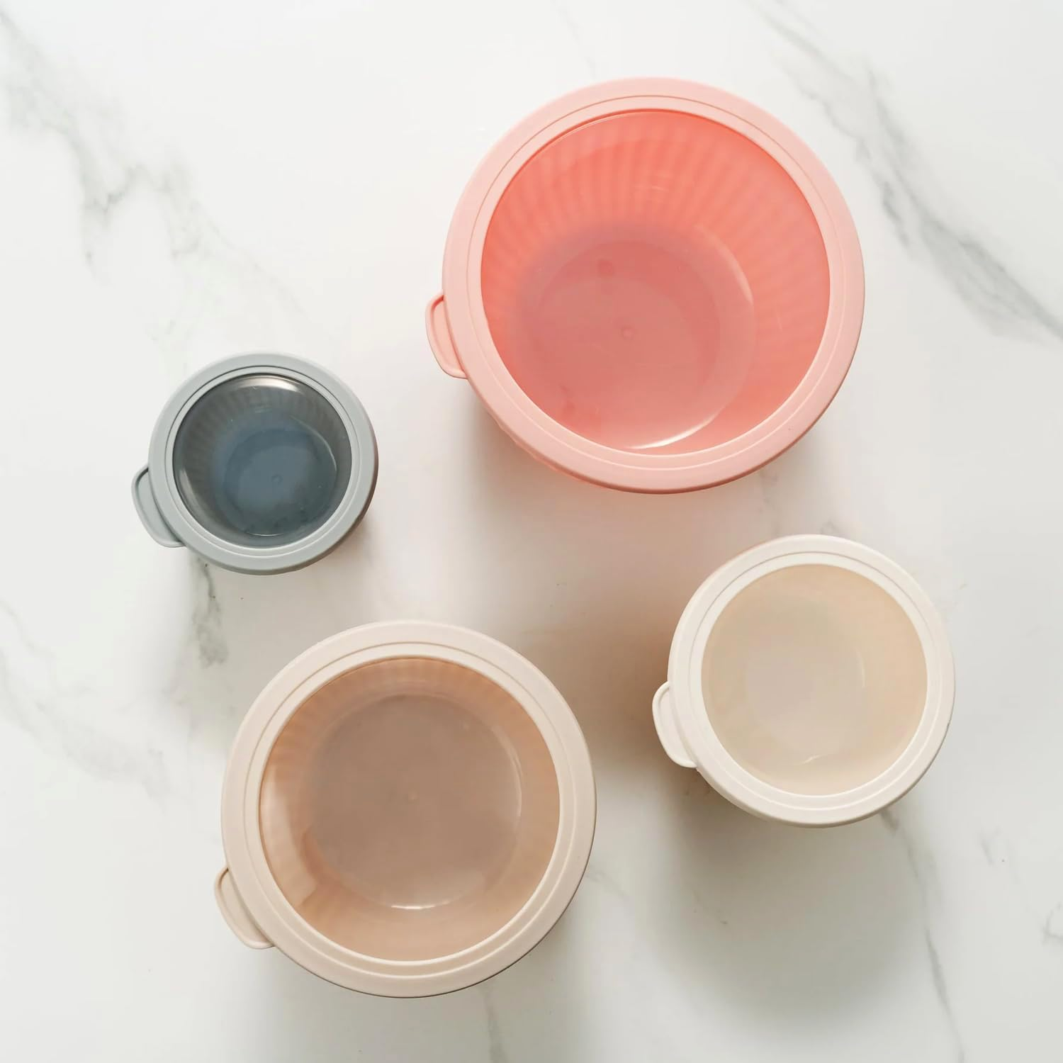 Felic 4PCS Mixing Bowl Set with Lids, round Nested Food Storage Set in Various Sizes, Versatile Plastic Mixing Bowls for Kitchen Cooking,Mixing,Baking,Prepping,Stirring,Serving (Round Shape)