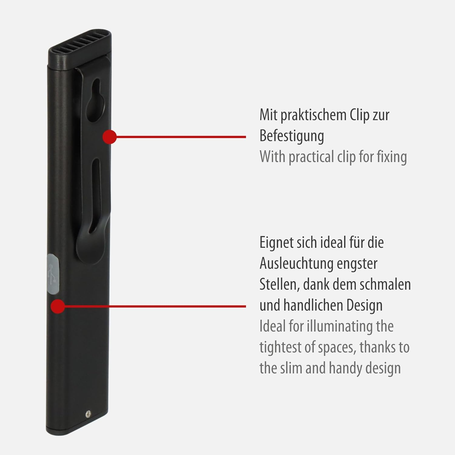 Brennenstuhl PL 200 AC/LED Flashlight with COB LED (200Lm, USB C Charging Cable, Lighting Duration up to 12H, COB Inspection Lamp with Magnet and Clip) image number 2