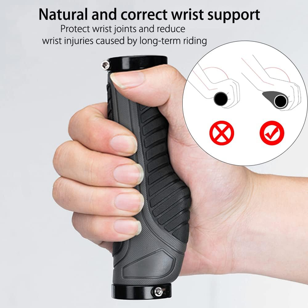 Bike Handlebar Grips, Non-Slip Ergonomic Design Bicycle Grips, Aluminum Double Lock-On Mountain Bike Grips with Multi Colors for MTB BMX Scooter Downhill Foldable Urban Bikes image number 3