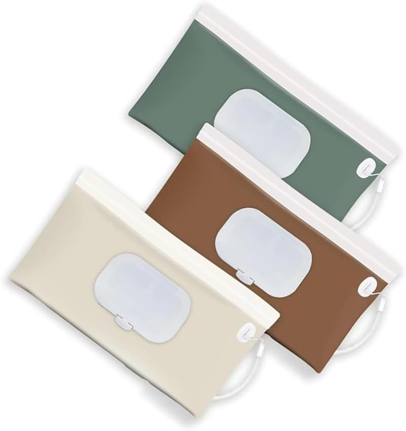 3Pcs Wet Wipe Pouch Wipe Dispenser, Travel Wipes Case Refillable Wet Wipe Bag Travel Wipes Dispenser Wipe Pouches,Portable Refillable Wipe Holder Wipes Container Travel Wipes Case