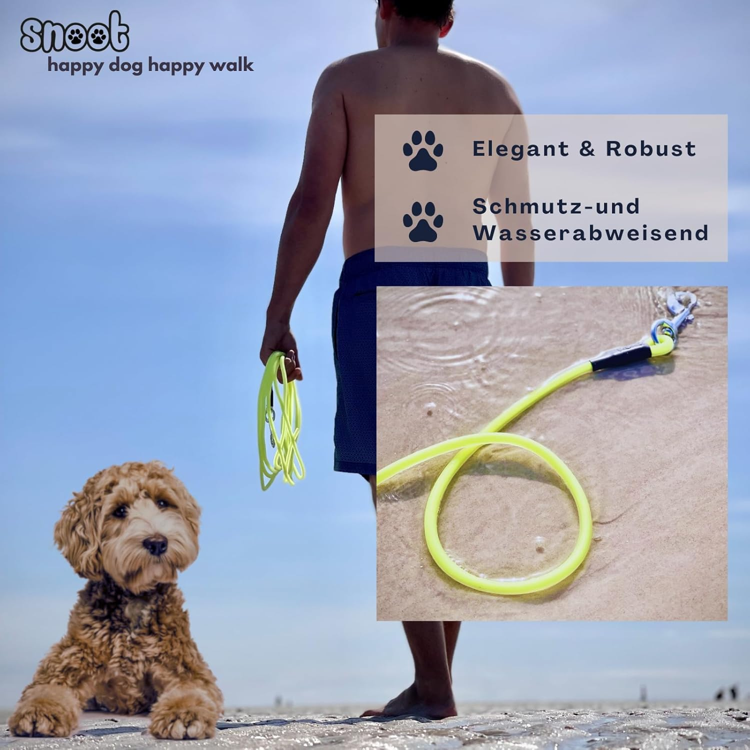 SNOOT 5 M round Lead, Recall Lead, Neon Yellow, Dog Lead, Training Lead, Very Stable, Dirt- and Water-Repellent image number 1