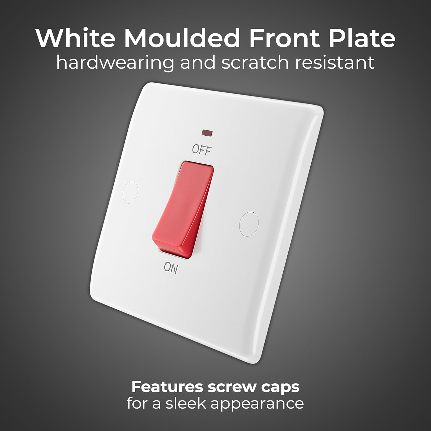 BG Electrical Cooker Control Switch Unit with LED Power Indicator, Single Plate, Double Pole, round Edge, Nexus 800 Series, White Moulded, 45A, 874 image number 2