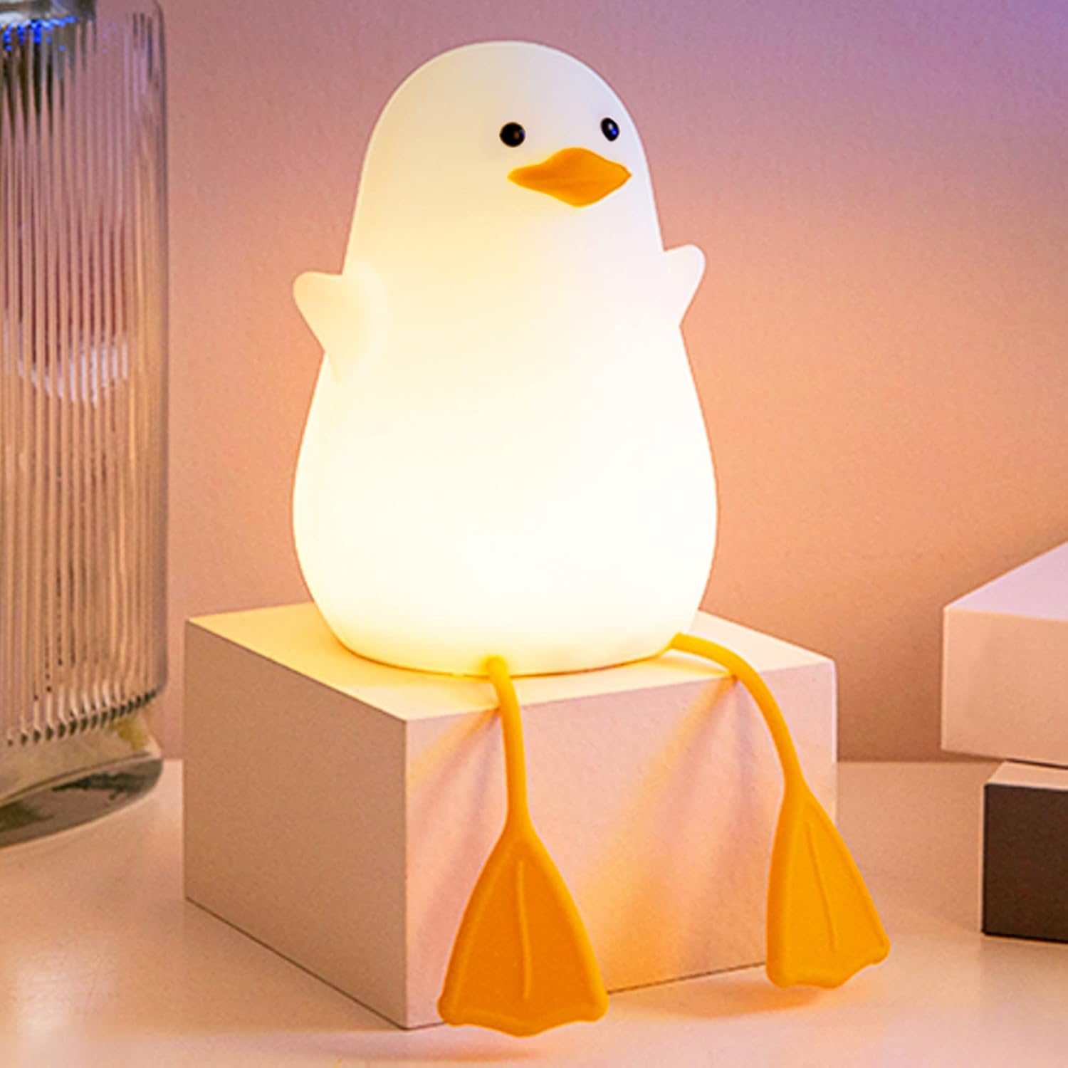 Lampeez Duck Night Light, Cute Silicone Seagull Lamp for Kids, Soft Silicone Kids Nursery Nightlight USB Rechargeable LED Touch Lamp Baby Bedroom Decor as Xmas Holiday Birthday Gifts for Boys Girls image number 1