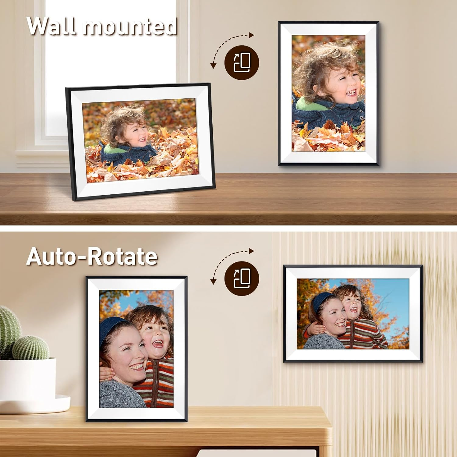 10.1" Digital Picture Frame,1280X800 HD IPS Touch Screen Photo Frame Electronic,32Gb Free Storage,Auto-Rotate,Wall Mounted, Easy Setup，Send Photos/Videos from Phone Instantly via Uhale App,White image number 4