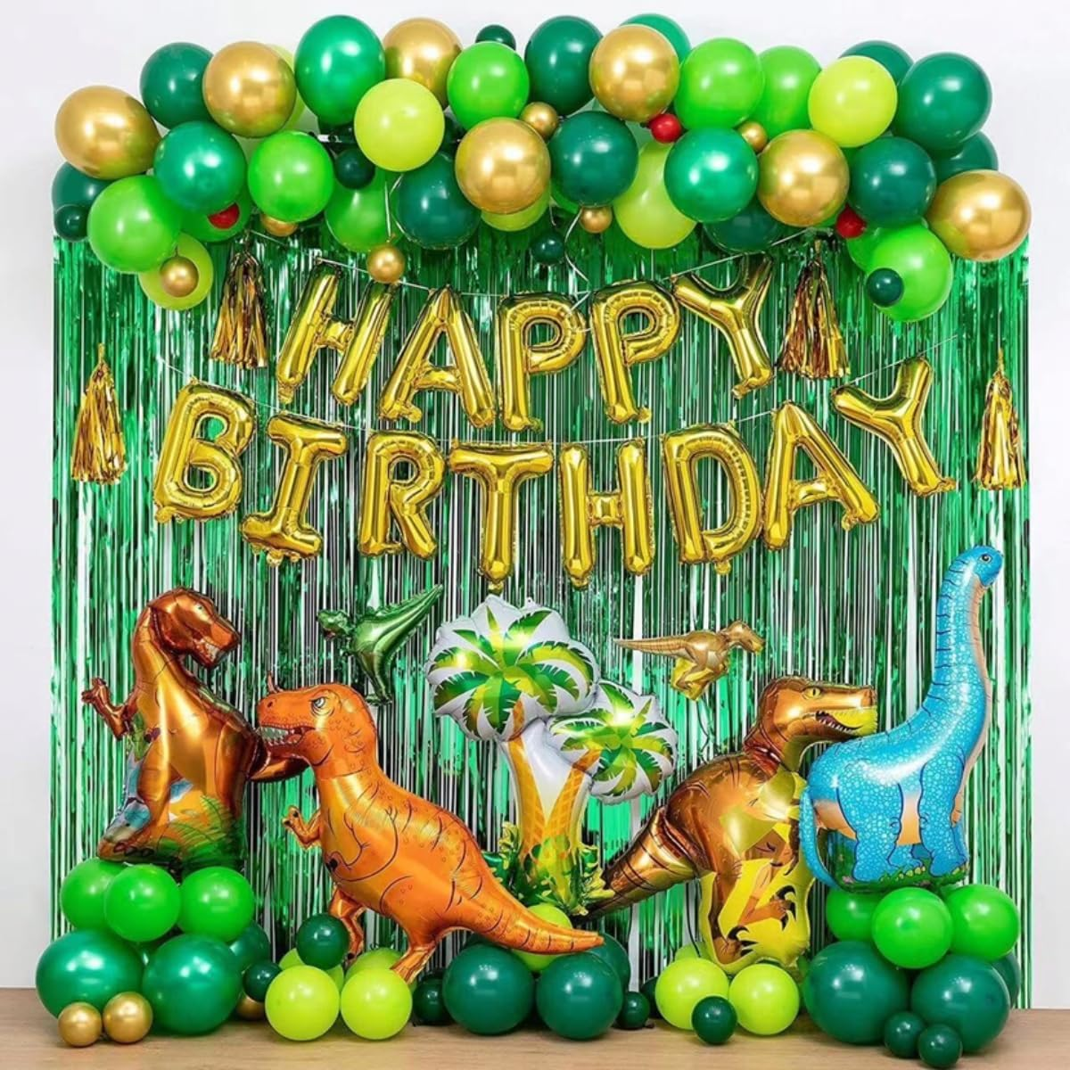 Costume Bay Balloon Garland Kit - Green Metallic Gold White Latex Balloons Party Supplies for Baby Shower Happy Birthday Party Decorations Wedding Anniversary (Happy Birthday - Black, ONE)