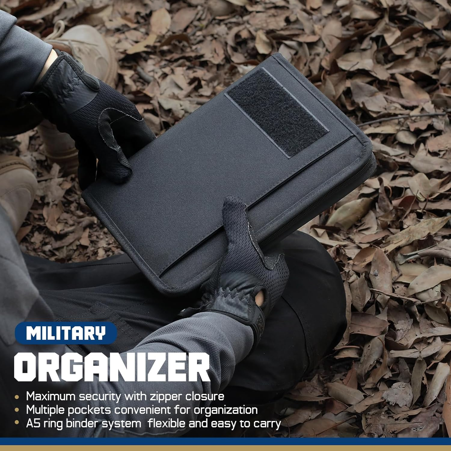 WYNEX Tactical Notebook Padfolio Ring Binder - Refillable 6-Ring A5 Binder, Zip Hardcover Notebook with 80 Pages, Water-Resistant Notebook Cover for Planners, Field, Business