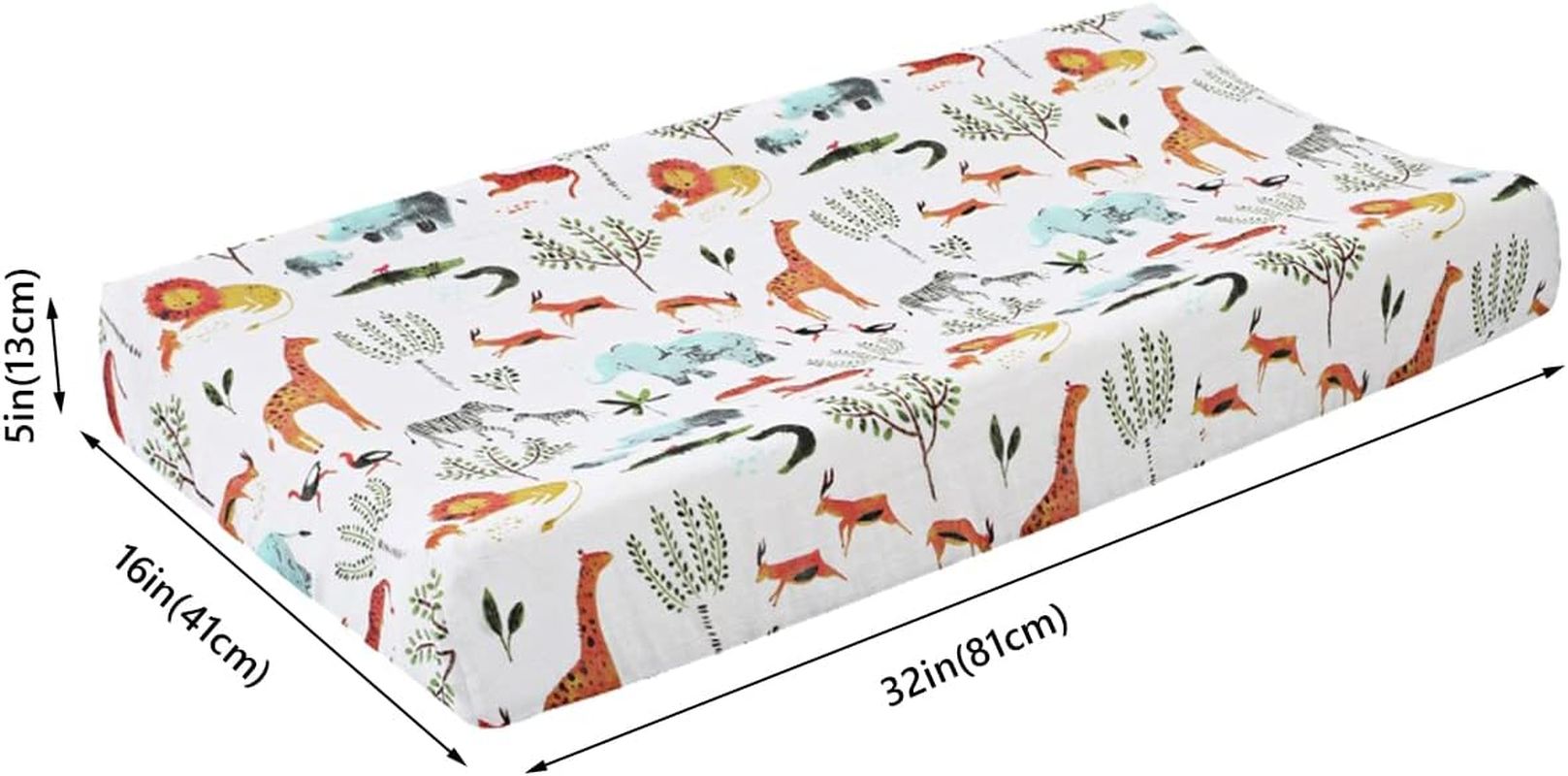 Diaper Changing Pad Cover Soft Breathable Cotton Nappy Changing Table Sheet Detachable Washable Reusable Baby Changing Mattress Cover for 0-3 Years Old Toddler (Forestry) image number 2