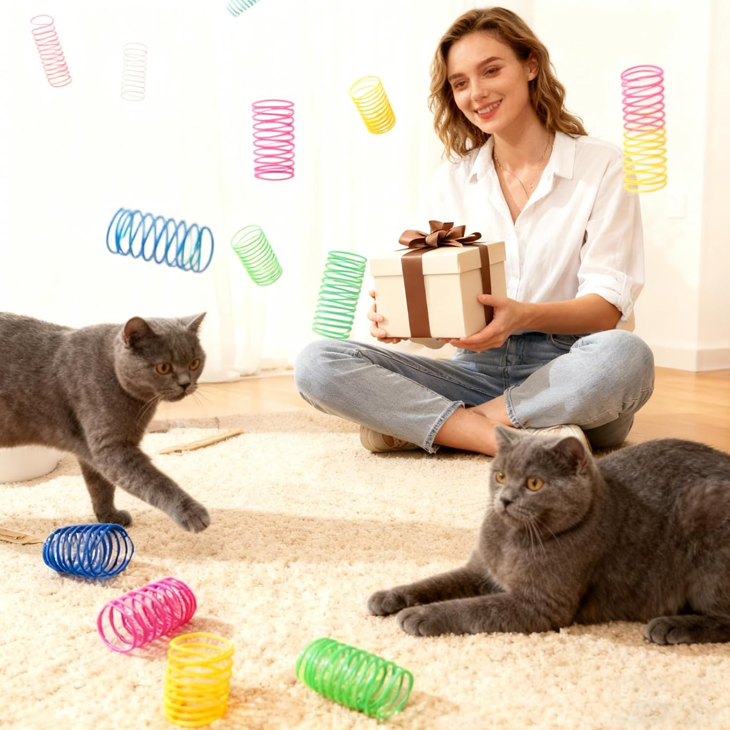 36-Piece Cat Spring Toy Set &mdash; a Must-Have Enrichment Cat Toys for Indoor Cats, Solving All Needs for Interactive Cat Toys, Kitten Toys, and Cat Enrichment in One Box. image number 4