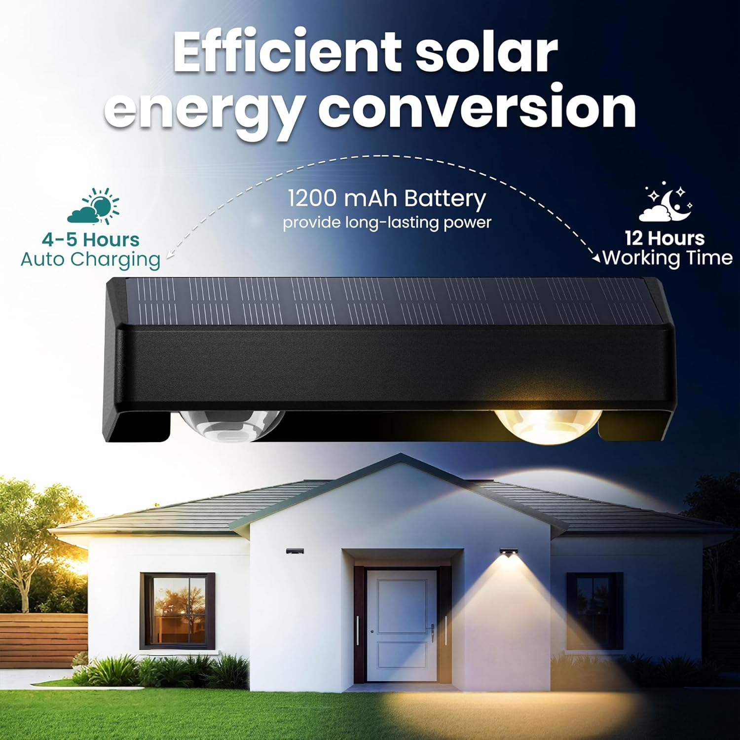 Solar Fence Lights Outdoor, Solar Wall Lights 9 Fixed Colors ＆ Color Changing Modern Solar Powered Deck Lights for Step Stair Patio Backyard Porch Railing House Number Decor, IP65 Waterproof (6 Pack) image number 5