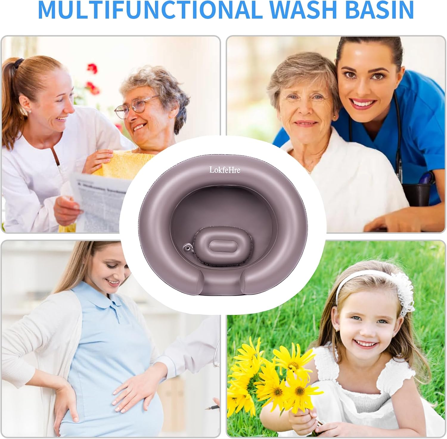 Large Portable Inflatable Hair Washing Basin for Bedridden - Wash Hair in Bed with Inflatable Shampoo Bowl.Hair Washing Basin for Elderly,Disabled,Injured,Ideal Inflatable Sink for Locs Detox - Purple image number 4