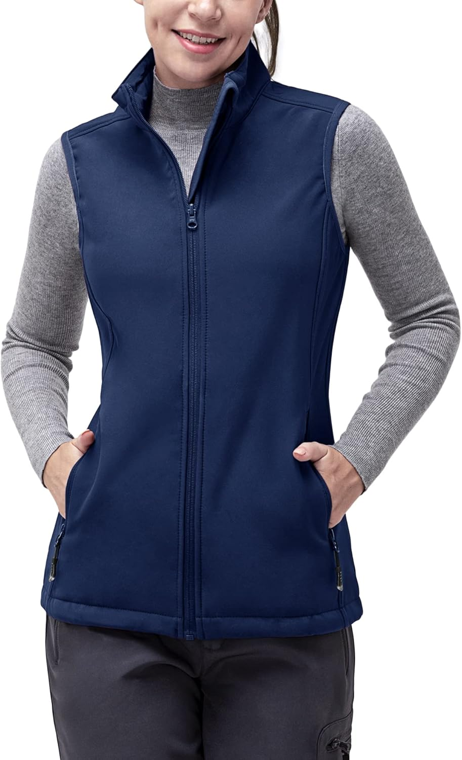 33,000Ft Women'S Running Vest Fleece Lined Zip up Windproof Lightweight Softshell Vests Outerwear for Golf Hiking Sports