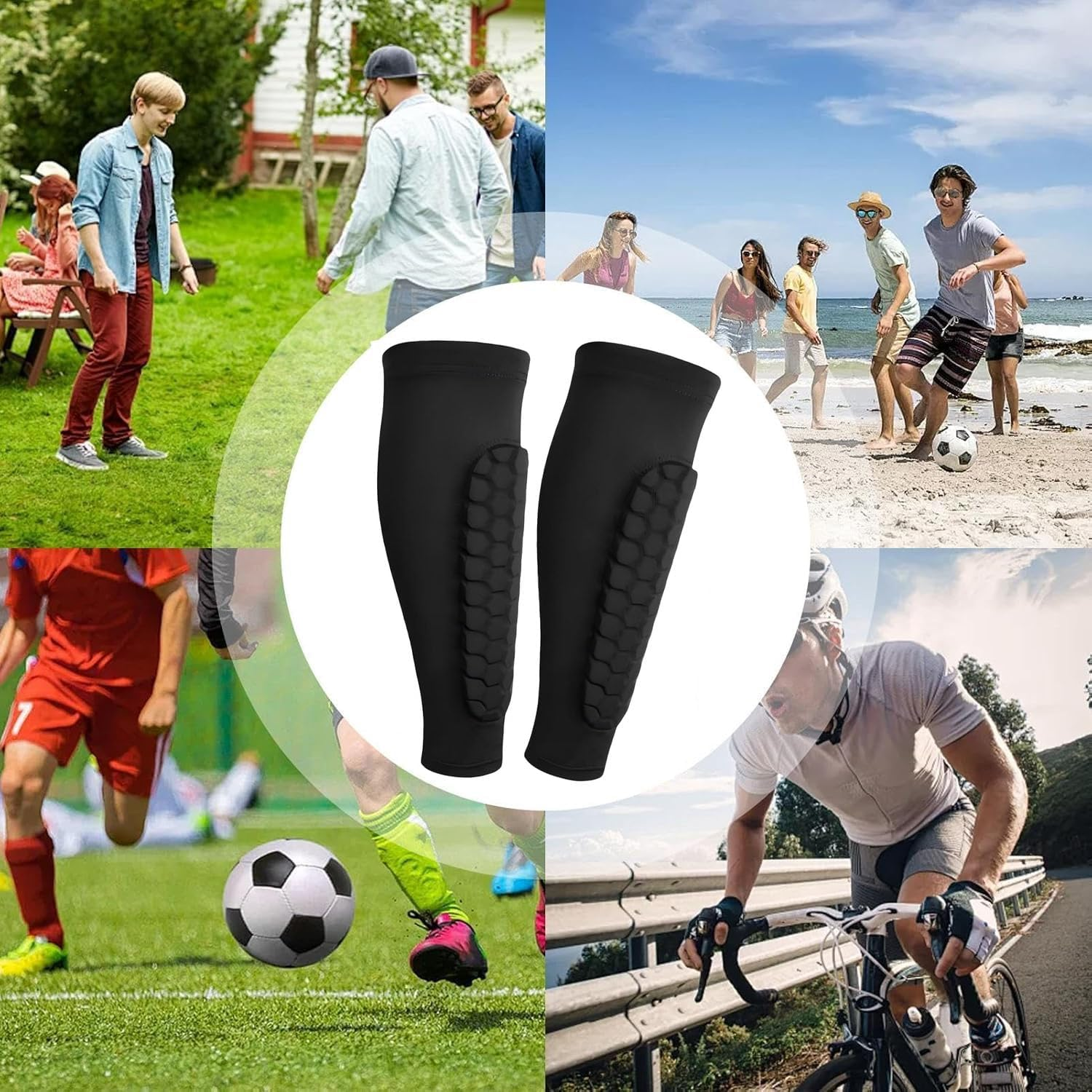 BEANPRECOY Protective Shin Guard Sleeves, Neon Yellow, Breathable Compression Calf Support, Youth and Adult Sizes image number 3