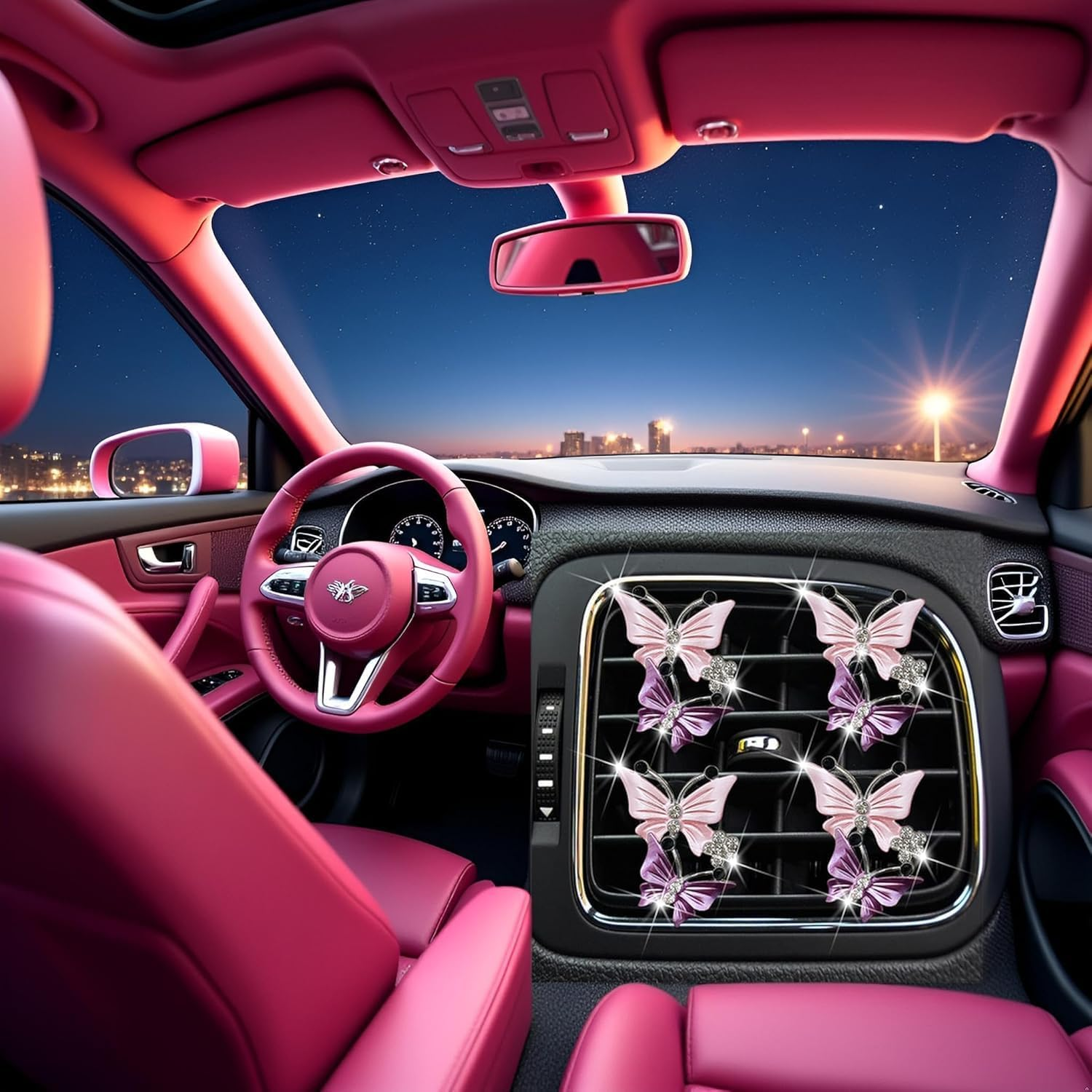 Lexziuo 2PCS Sparkly Butterfly Car Air Freshener Clips, Elegant Rhinestone Vent Clips for Women, Quick Install Automotive Accessories, Car Vent Decor, Fragrance Holder for Car image number 5