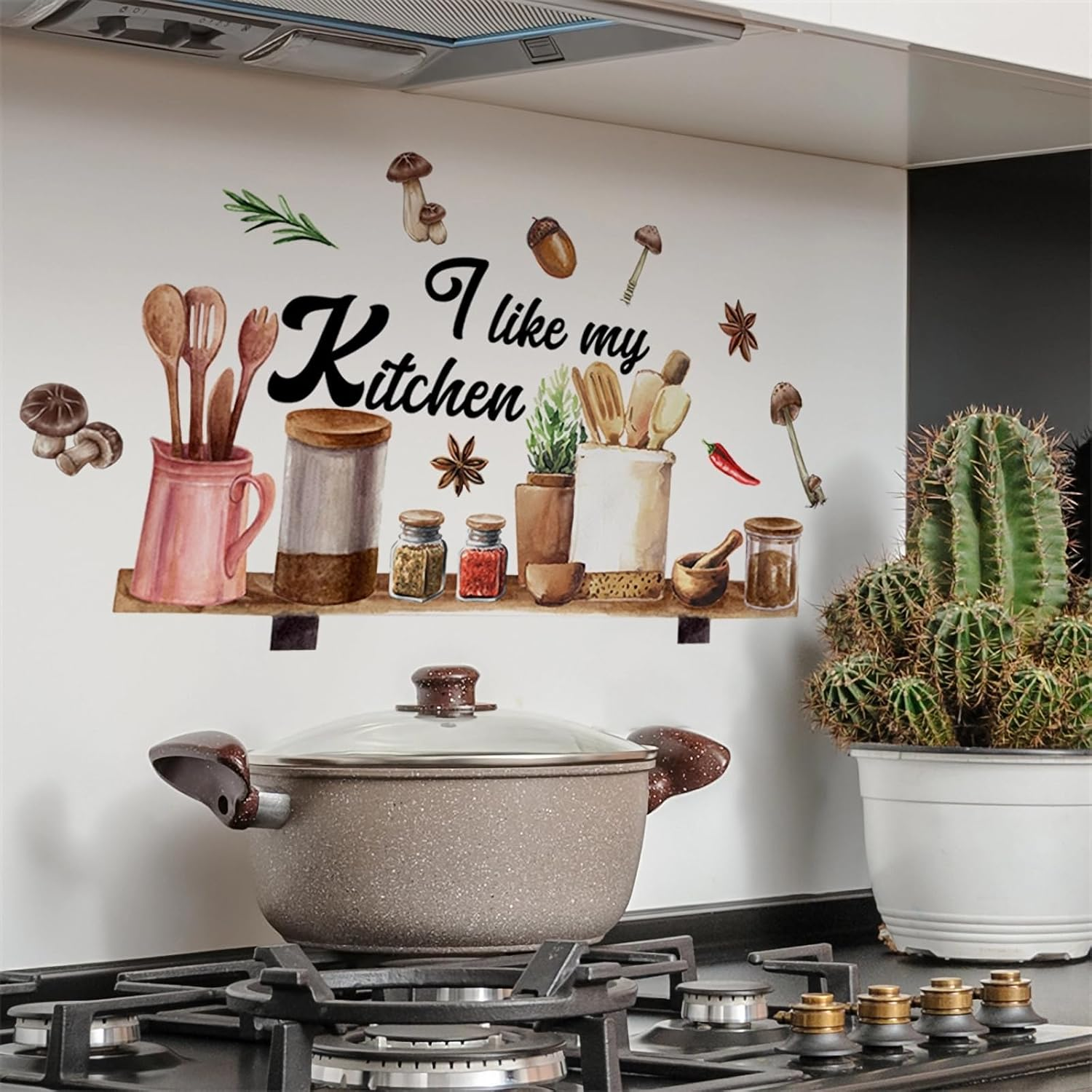 Kitchenware Utensil Shelf Wall Stickers, Sacinora I Love My Kitchen DIY Wall Decals Removable Vinyl Peel and Stick for Kitchen Dining Restaurant Baking Room Bar Home Decor image number 6