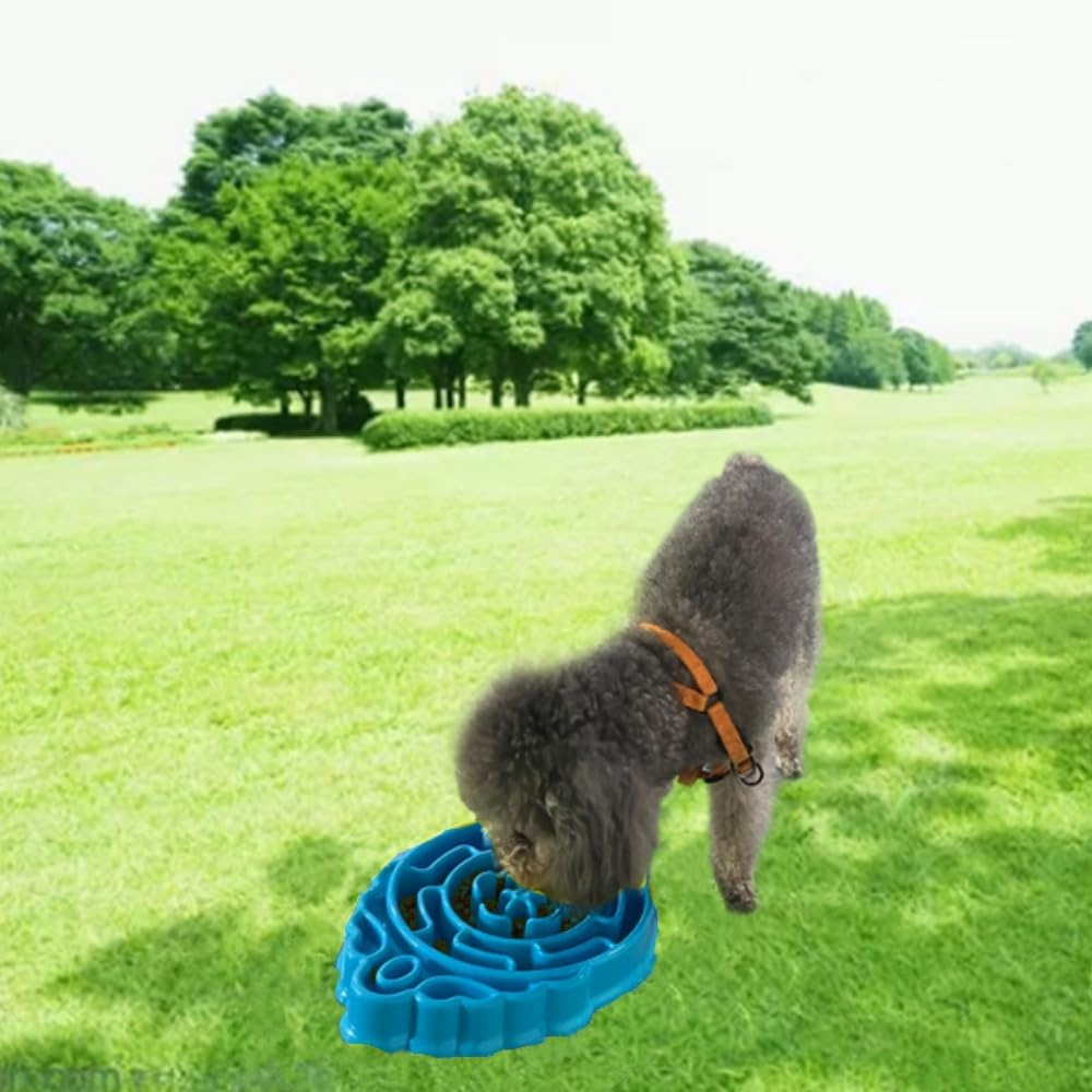 Dog Bowls Slow Feeder, Dog/Cat Puzzle Bloat Stop to Slow down Eating,Dog Dishes,Large Medium Small Breed & Puppy Dog No Choking Slow Feeder Bowl,Dog Food Water Bowl with Blue Water Drop Pattern image number 2