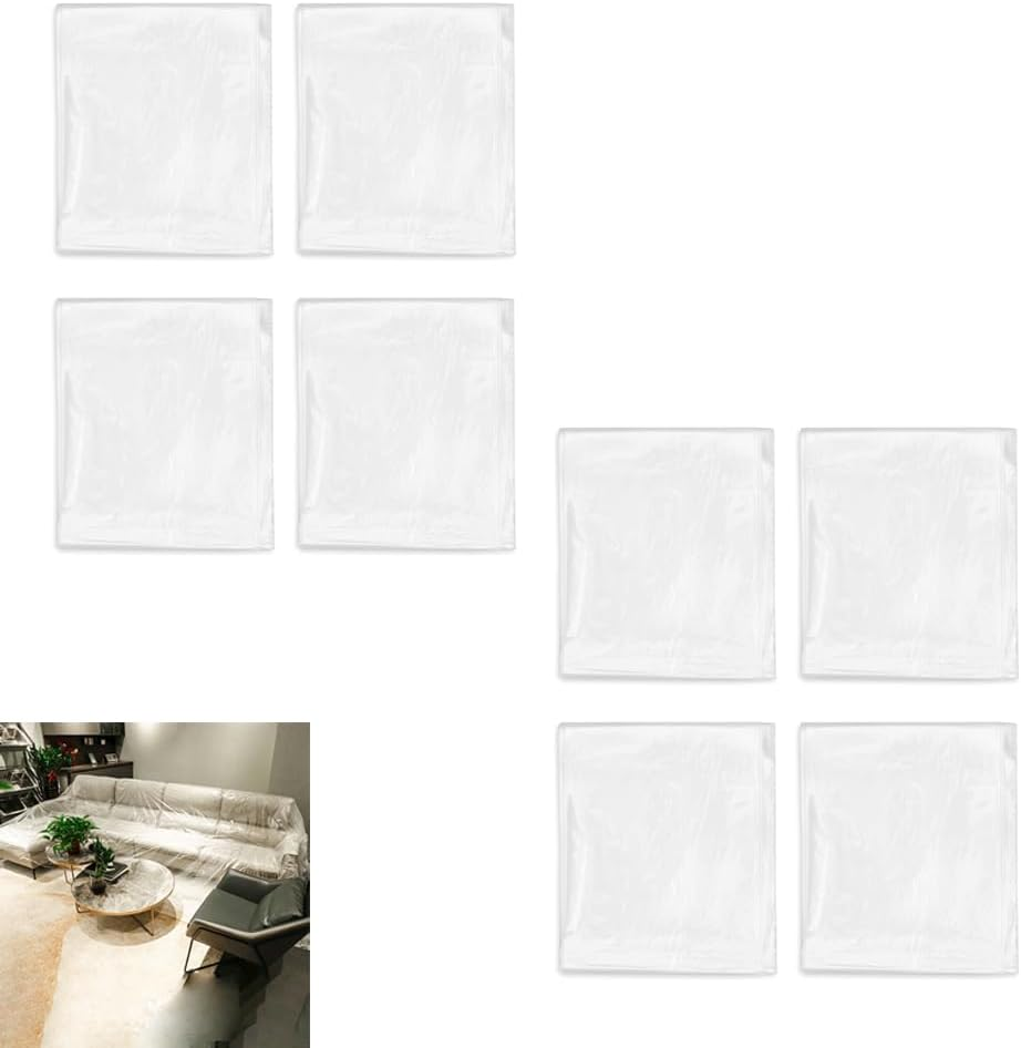 8 Pack 3 X 4 M Extra Large Plastic Drop Cloths for Painting, Plastic Tarp Sheeting for Painting Furniture Floor Protector, Furniture Protection Dust, Paint Covering for Floor