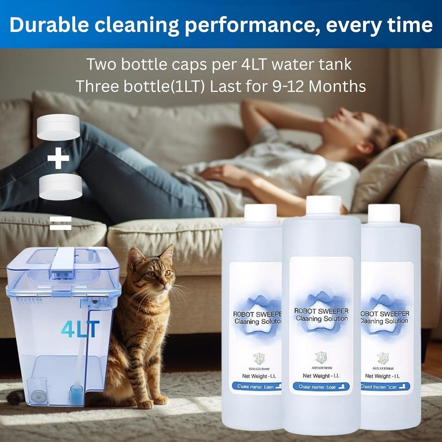 Austecx 1L Surface Cleaner Compatible for ECOVACS Deebot T10/X1/T20/T30 Pro Omni, T10 Turbo/X1 Turbo/X5 X8 Pro Omni, 3 Bottle Set - Premium ECOVACS Cleaning Solution image number 1