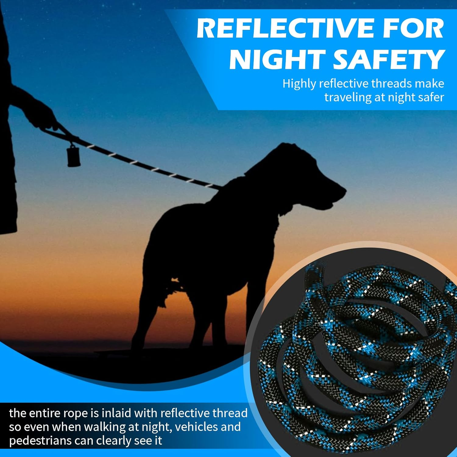 Multifunctional Dog Lead Hands-Free Dog Lead Strong Dog Training Lead 2.6 M Adjustable Dog Lead Double Lead Reflective Nylon Lead Pet Dog Lead for Walking, Running, Training image number 5