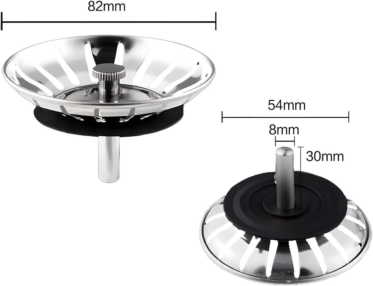 Sink Strainer Plug Drain Filter Stopper - Stainless Steel for Kitchen (82Mm, 2Pack) image number 6