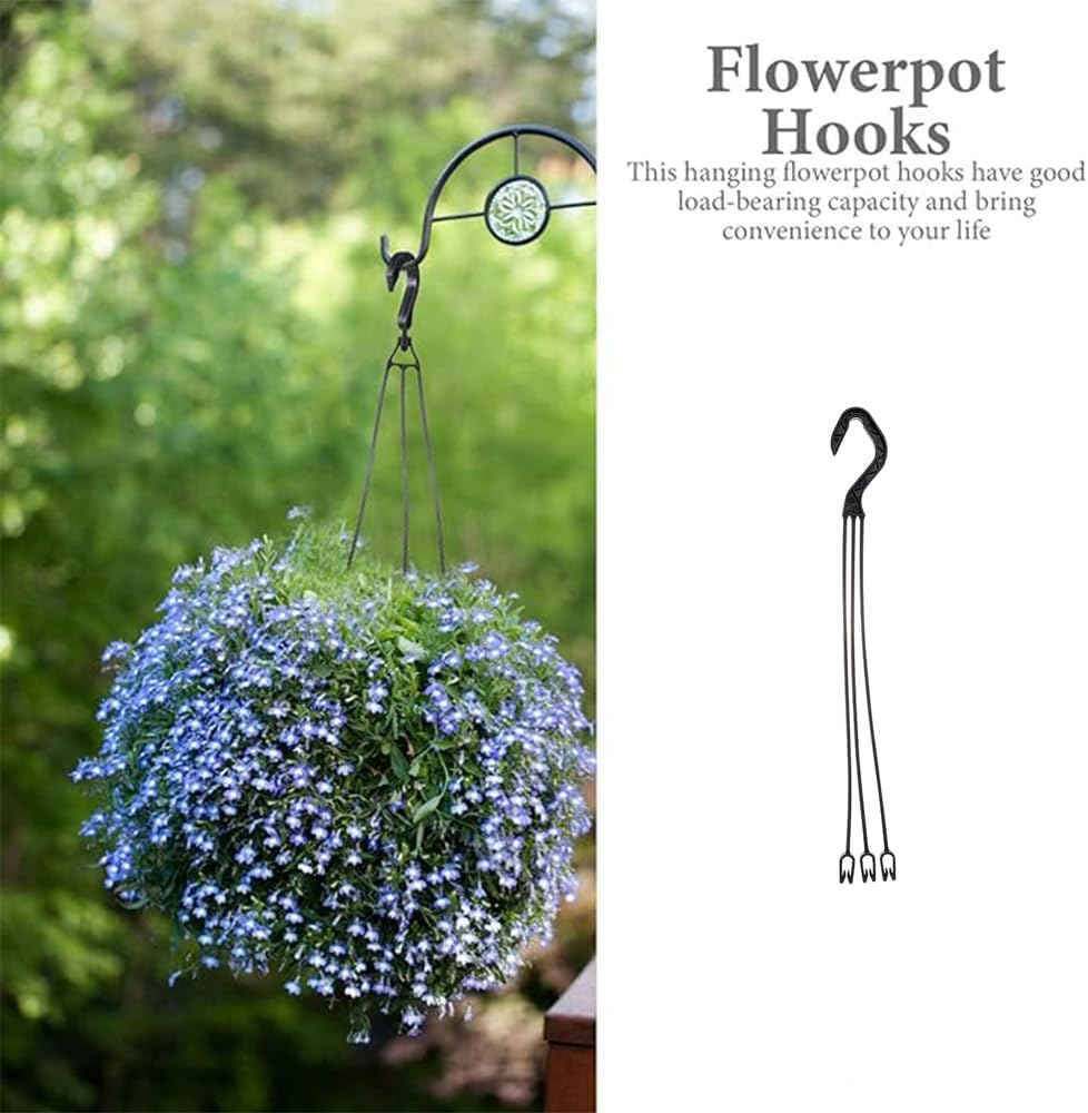 20 Pcs Black Plastic Hanging Basket Hooks,Flower Pot Hangers,Hanging Planter Holder, for Home Decor,Outside and Indoor Small Flower Pots image number 2