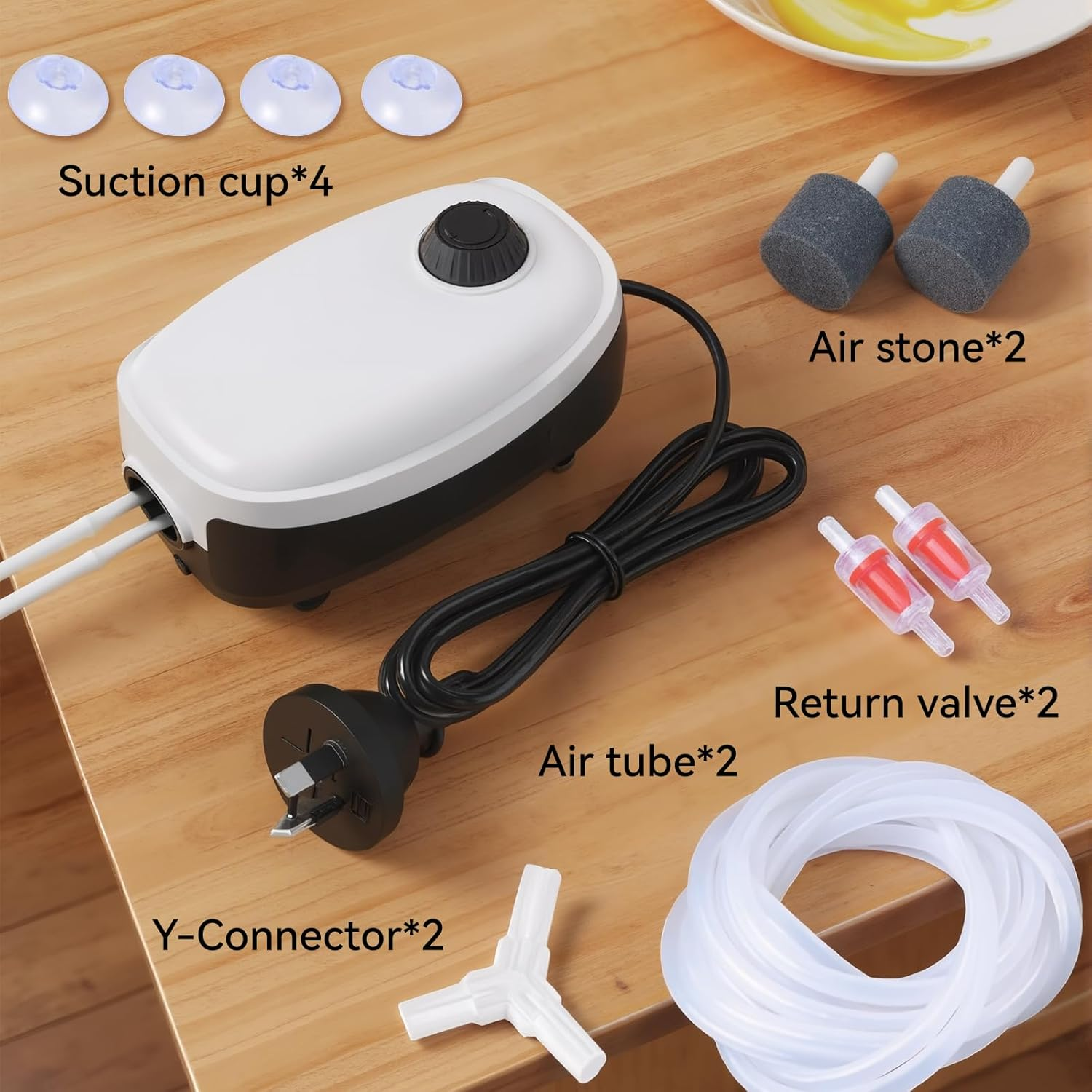 Mosiller Fish Tank Air Pump Dual Outlet - 4W Aquarium Electric Air Pump, Ultra Quiet 5L/Min Oxygen Pump, Adjustable Fish Tank Aerator with with Air Stone Bubbler Accessories for up to 500L image number 3