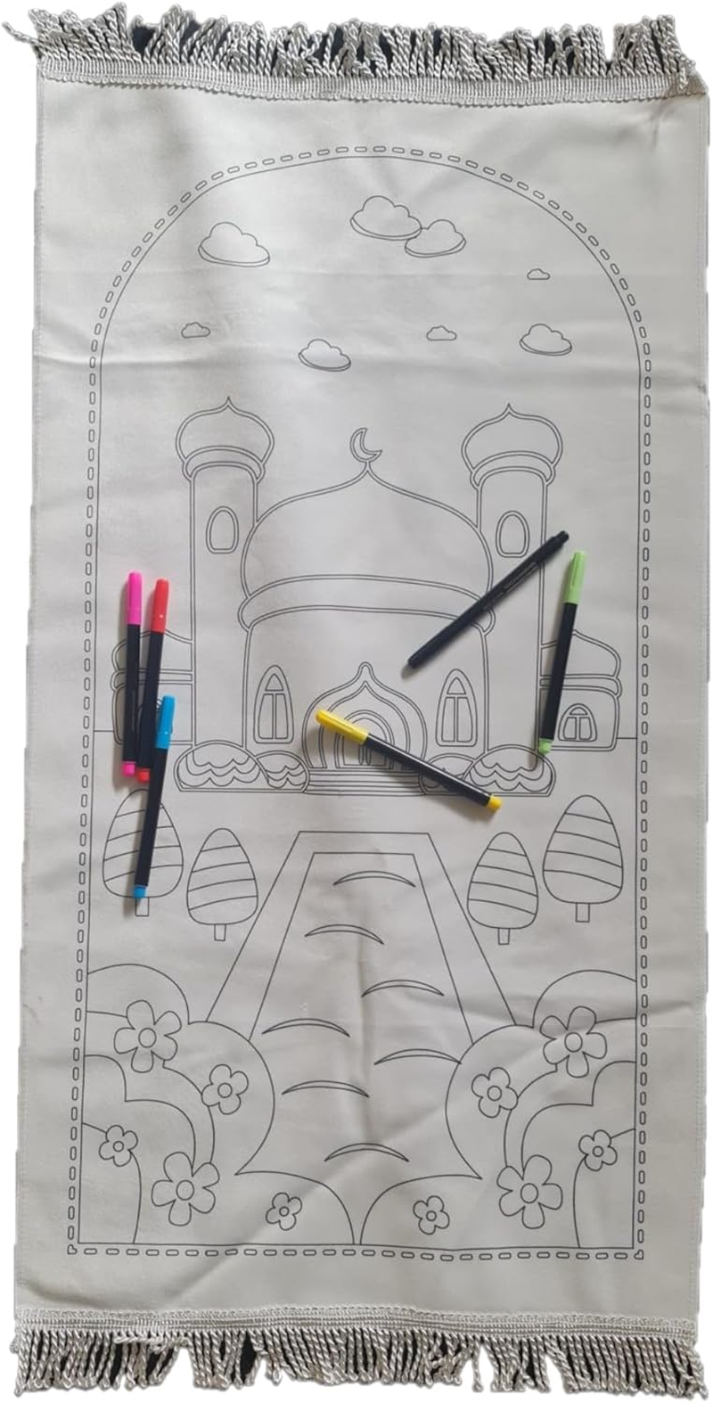 DIY Painting - Muslim Prayer Mat for Kids, Educational with Fabric Colour Pens, Ramadhan Activity, Eid Gift, Birthday Activity (Pattern 3) image number 6