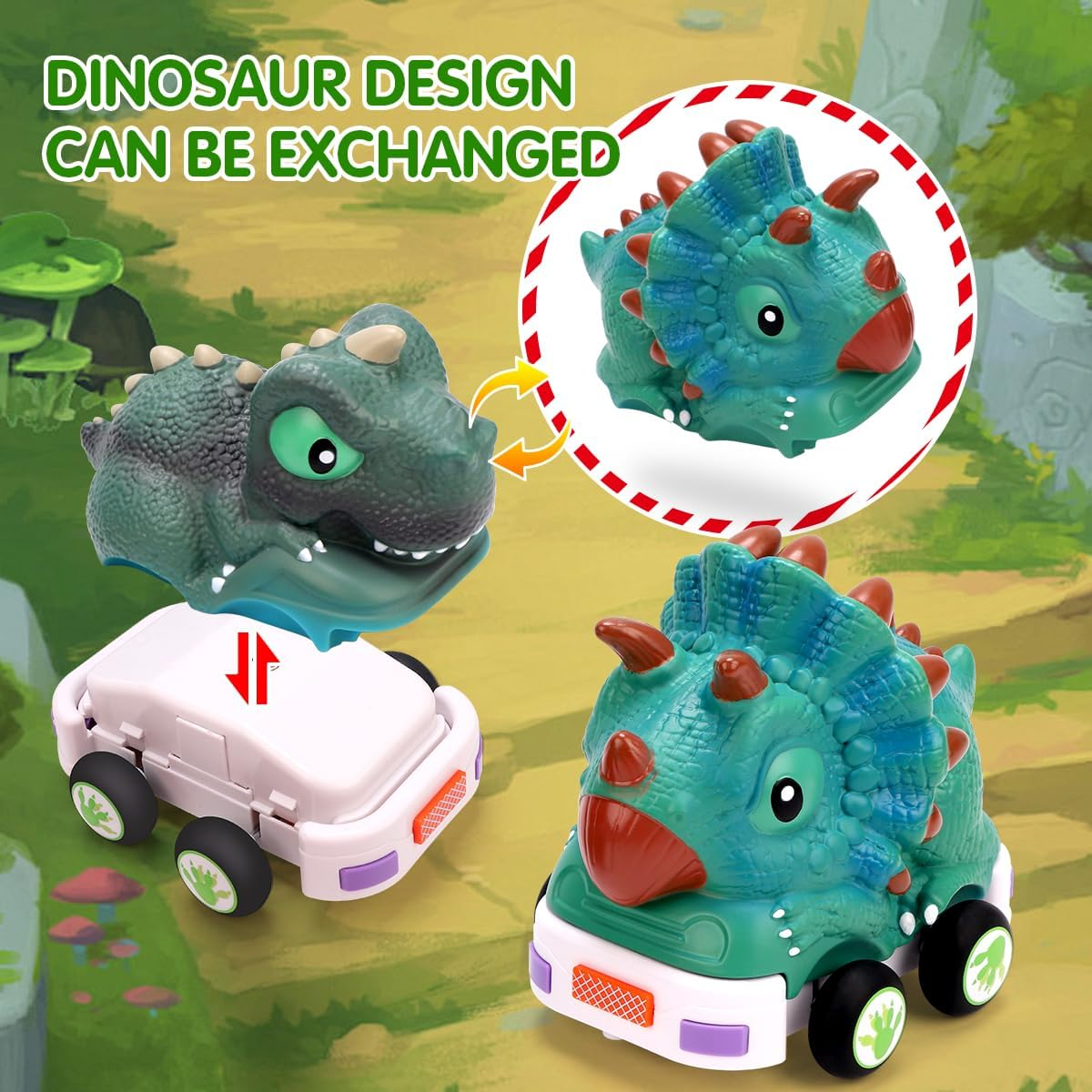 Remote Control Car for Toddler Age 2 3 4 5,Dino RC Cars with Light & Music，Electric Dinosaur Toys for Kids，Christmas Birthday Toy for Boys & Girls image number 6