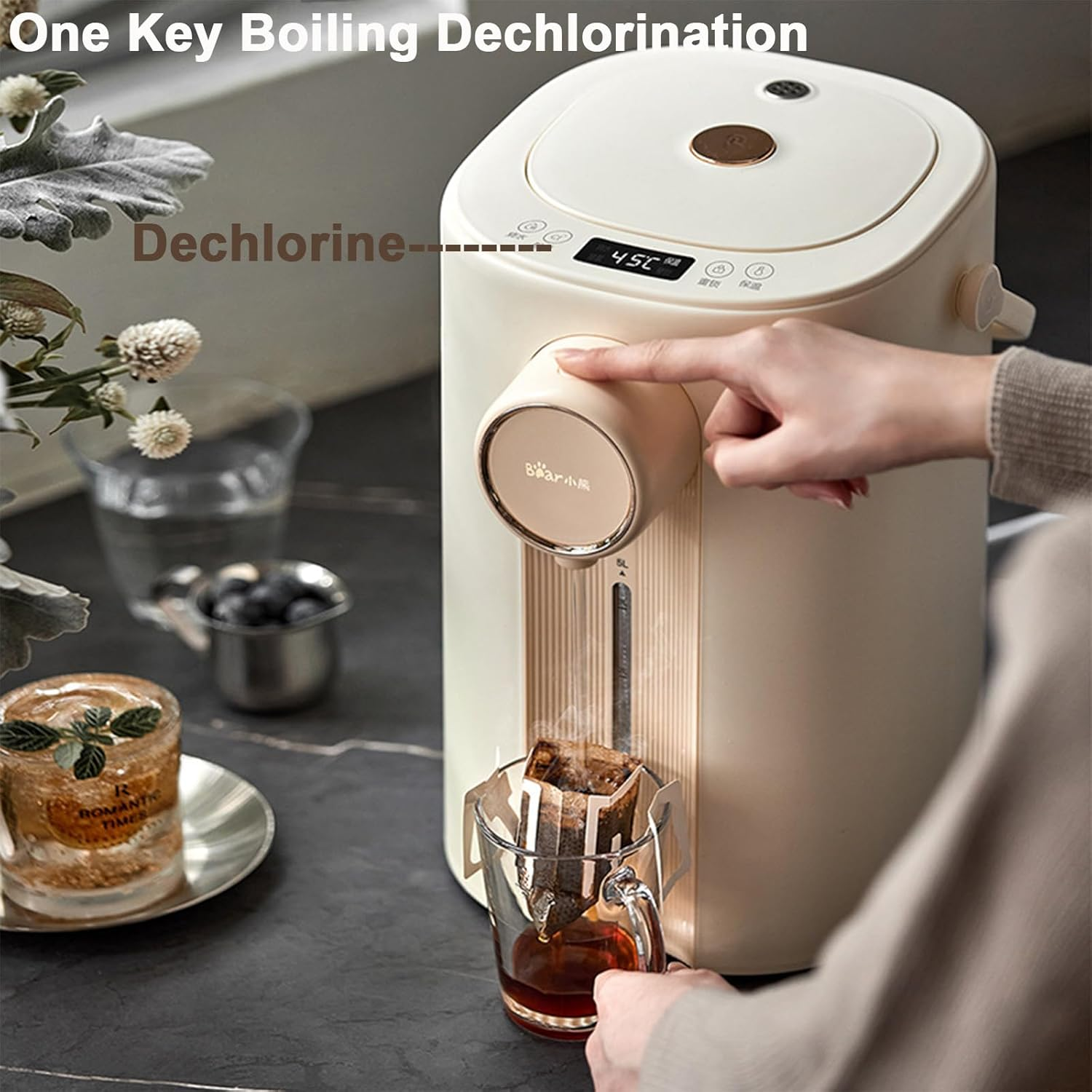 Bear 5L Electric Hot Water Urn Dispenser, 1350W Hot Water Dispenser with Stainless Steel Inner Wall & Lid, Adjustable 11 Temperatures Water Boiler for Tea, Coffee and Baby Formula(With English Manual) image number 4