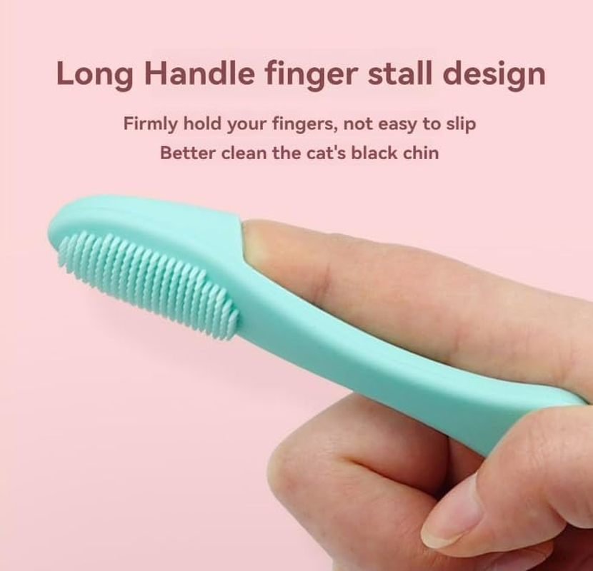 Cat Chin Brush,Silicone Scrubber for Cats Chin Cleaner,Finger Brush Silicone Pet Toothbrush, Cat Finger Toothbrush for Pet Dental Care,Finger Brushes Suitable for Puppies and Cats (B 2Pcs) - C 2Pcs image number 2