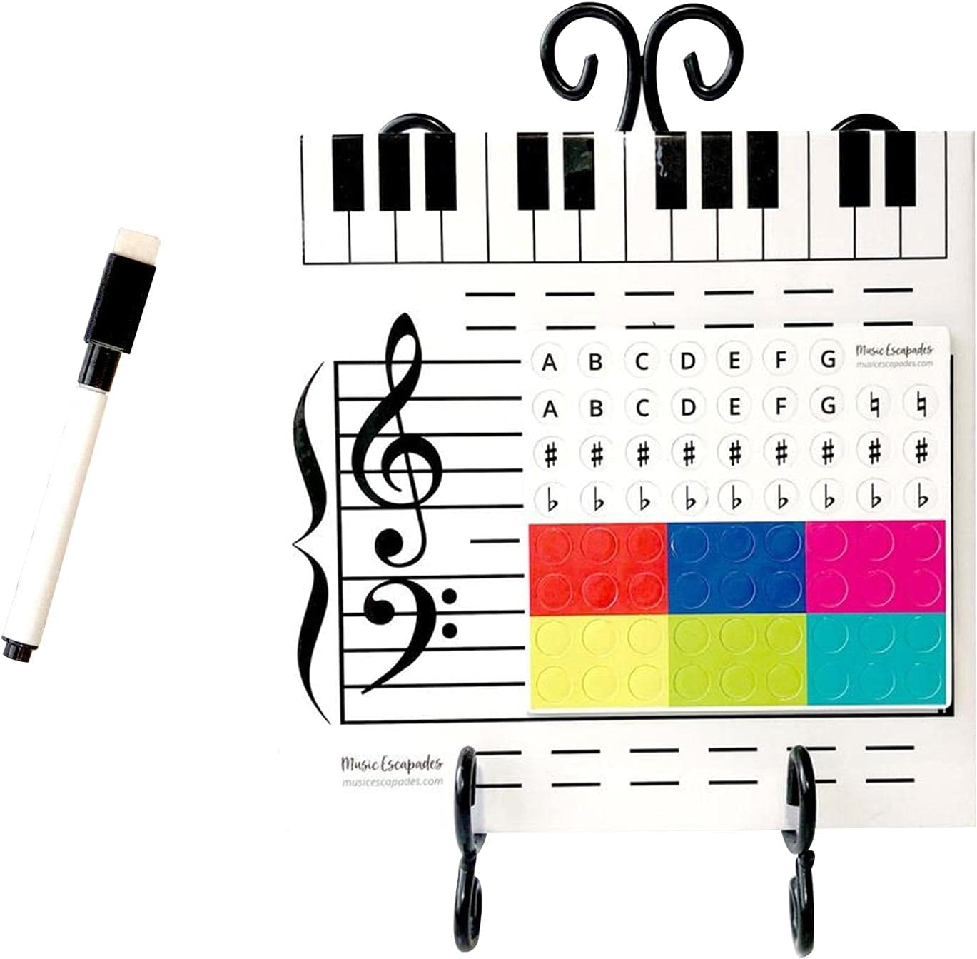 Music Staff Whiteboard, Magnetic Dry Music Staff White Boards with Music Notes Stickers and Music Staff Lines, Best Music Lovers, 9.84 X 9.84 Inches image number 1
