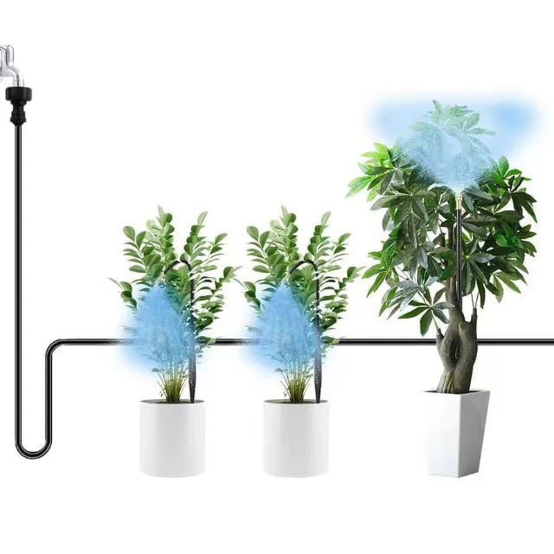 360&deg; Adjustable Drip Irrigation System, 16.4FT Garden Watering System with 22 Nozzles & 5/16" Hose, Garden Irrigation System, Greenhouse Accessories, Atomizing System for Yard, Lawn, Plants image number 1