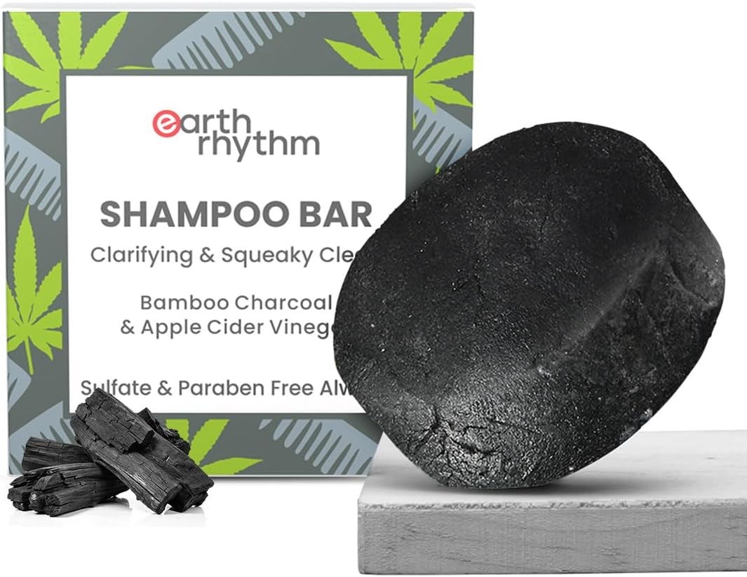 Earth Rhythm Hair Growth Shampoo Bar with Charcoal for Men & Women | Removes Excess Oil & Strenghten Roots| Sulphate & Paraben Free - 80 Gm image number 2