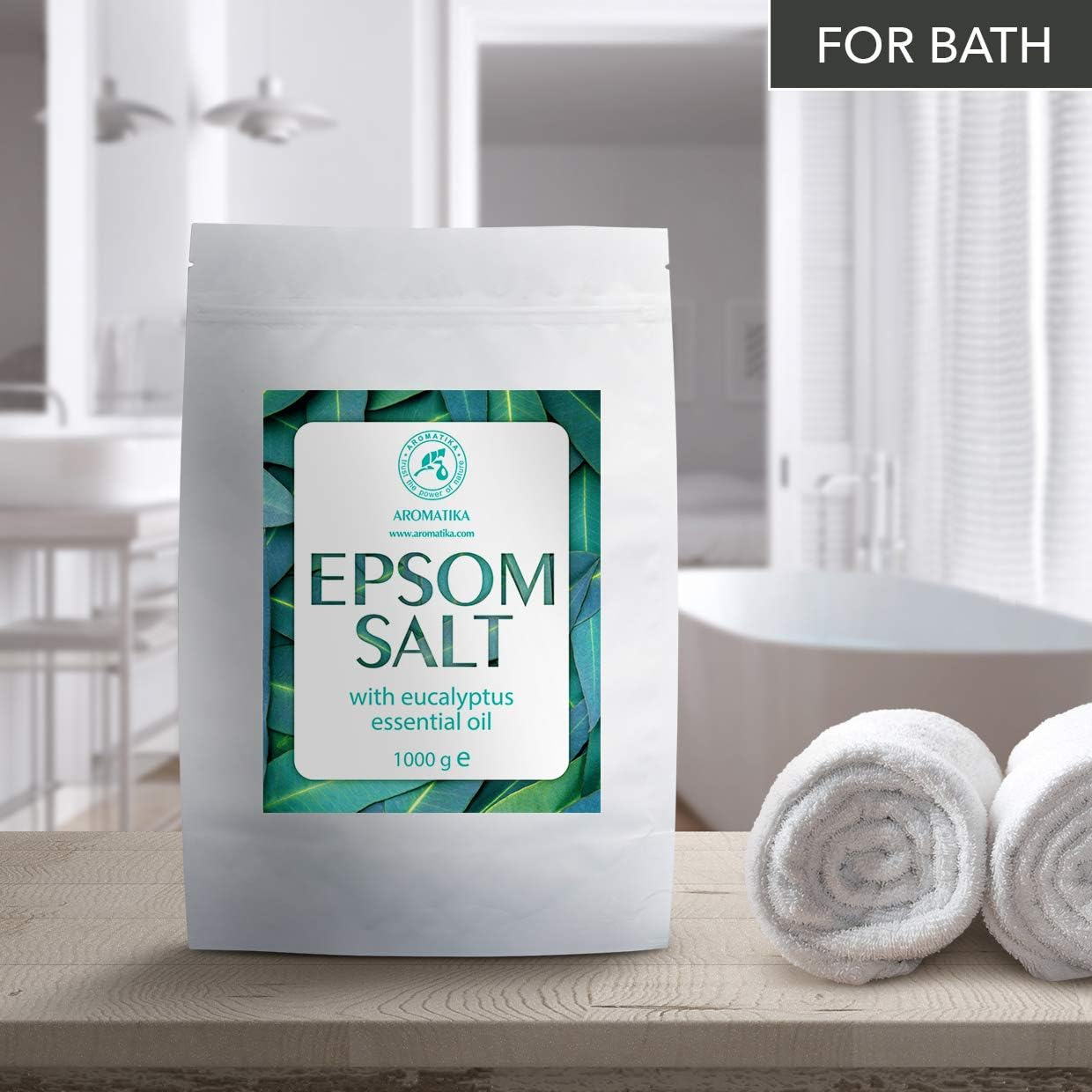 Epsom Bath Salt Eucalyptus 1Kg with Eucalyptus Essential Oil - 100% Pure Epsom Salts - Magnesium Sulphate Crystals & Eucalyptus for Sore Muscles Soothing - Skin Care - Muscle Relaxation - Good Sleep image number 4