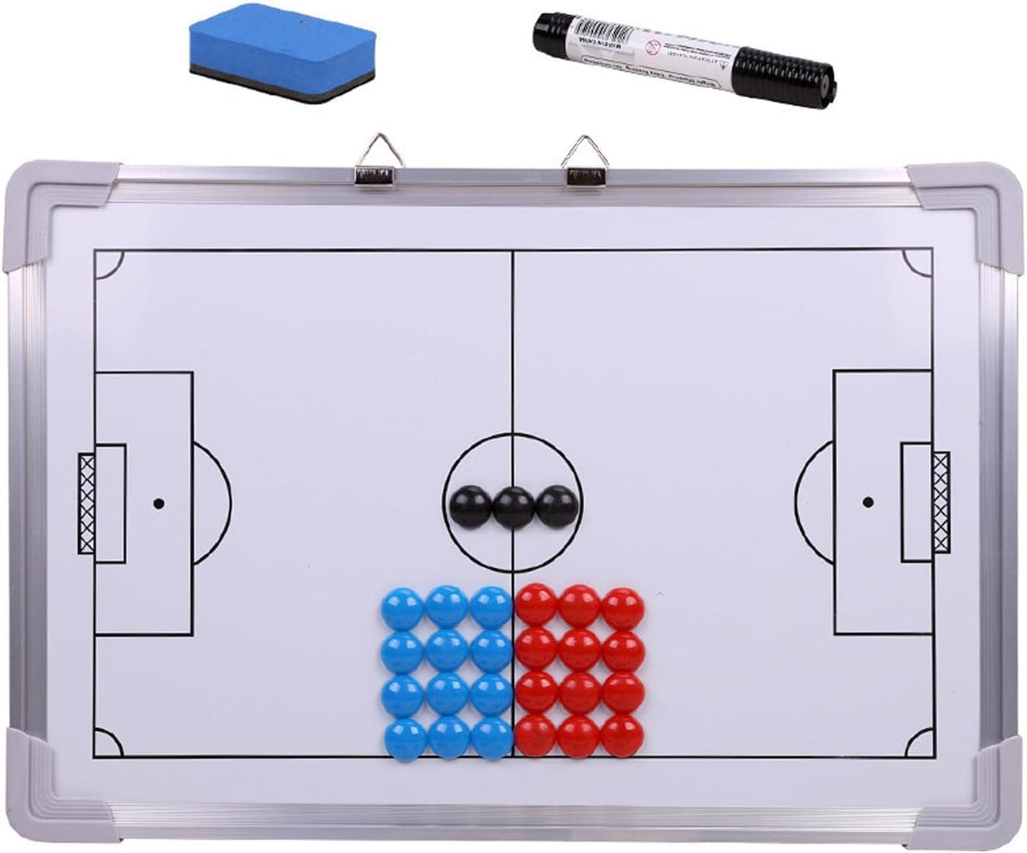 Magnetic Soccer Coach Board, Double-Sided Football Coaches Whiteboard, Portable Soccer Tactics Board Football Dry Erase Clipboard Kit with Magnets, Pen, Eraser