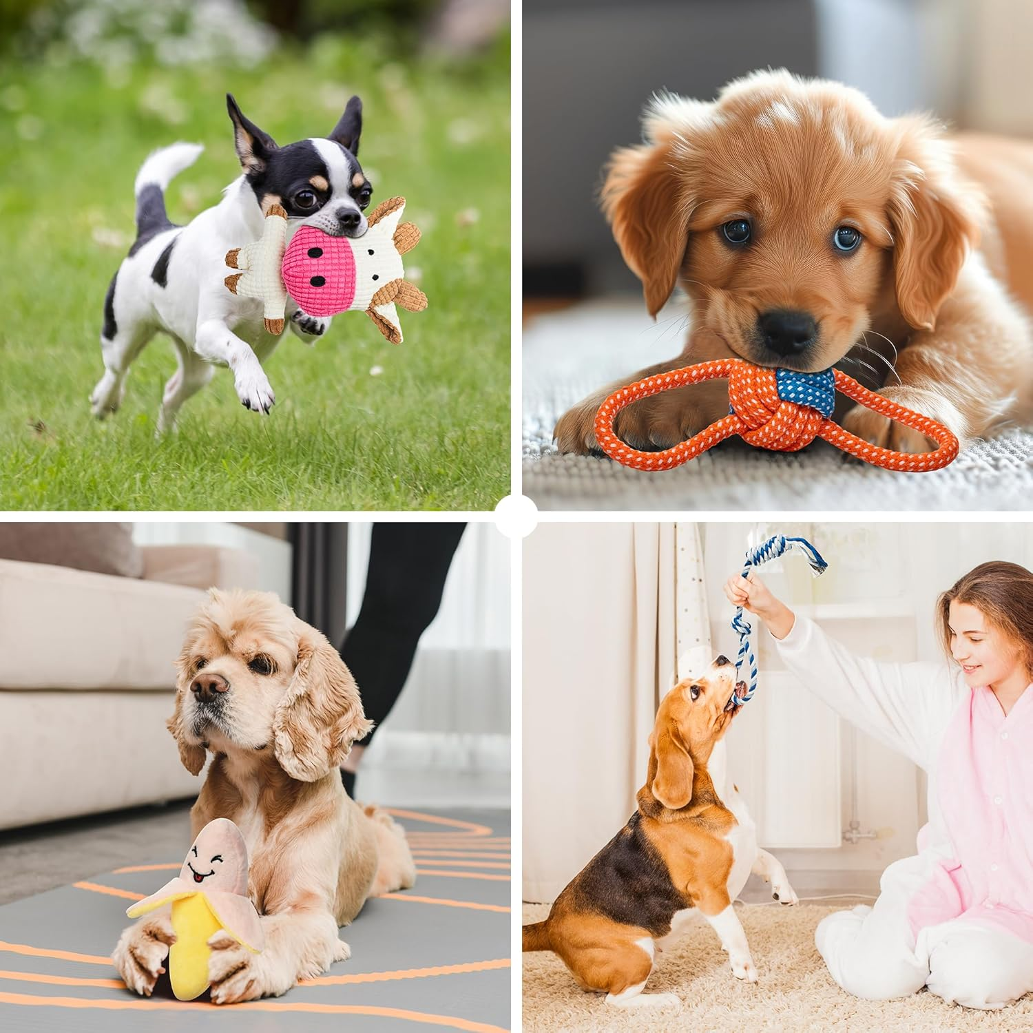 Toozey Dog Toy Small Dogs, Pack of 8 Puppy Toys, Intelligence Chew Toy and Squeaky Durable Dog Rope, Natural Cotton & Non-Toxic, Relieve Stress and Boredom image number 6