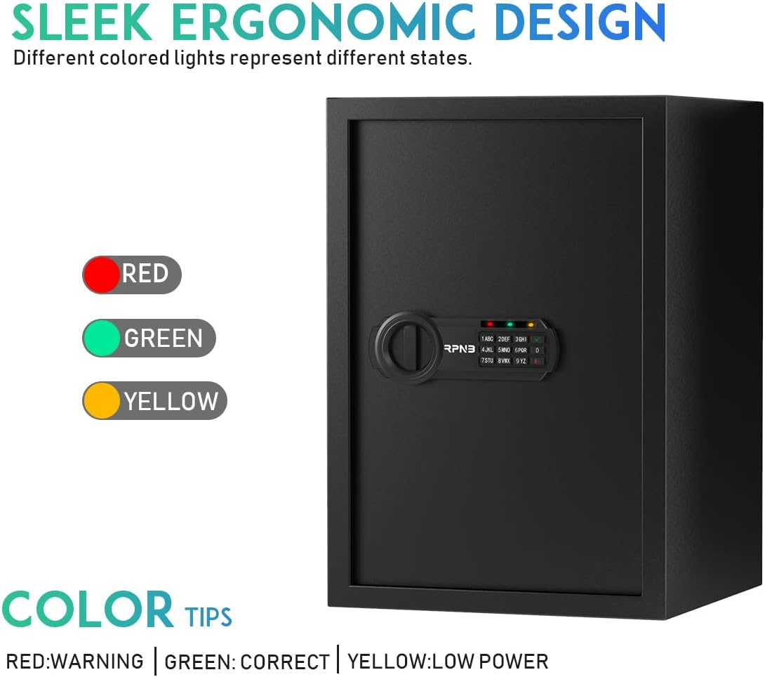 RPNB Deluxe Safe and Lock Box,Money Box,Digital Keypad Safe Box,Steel Alloy Drop Safe, Keypad Lock,Perfect for Home Office Hotel Business Jewelry Gun Cash Use Storage,1.8 Cubic Feet image number 6