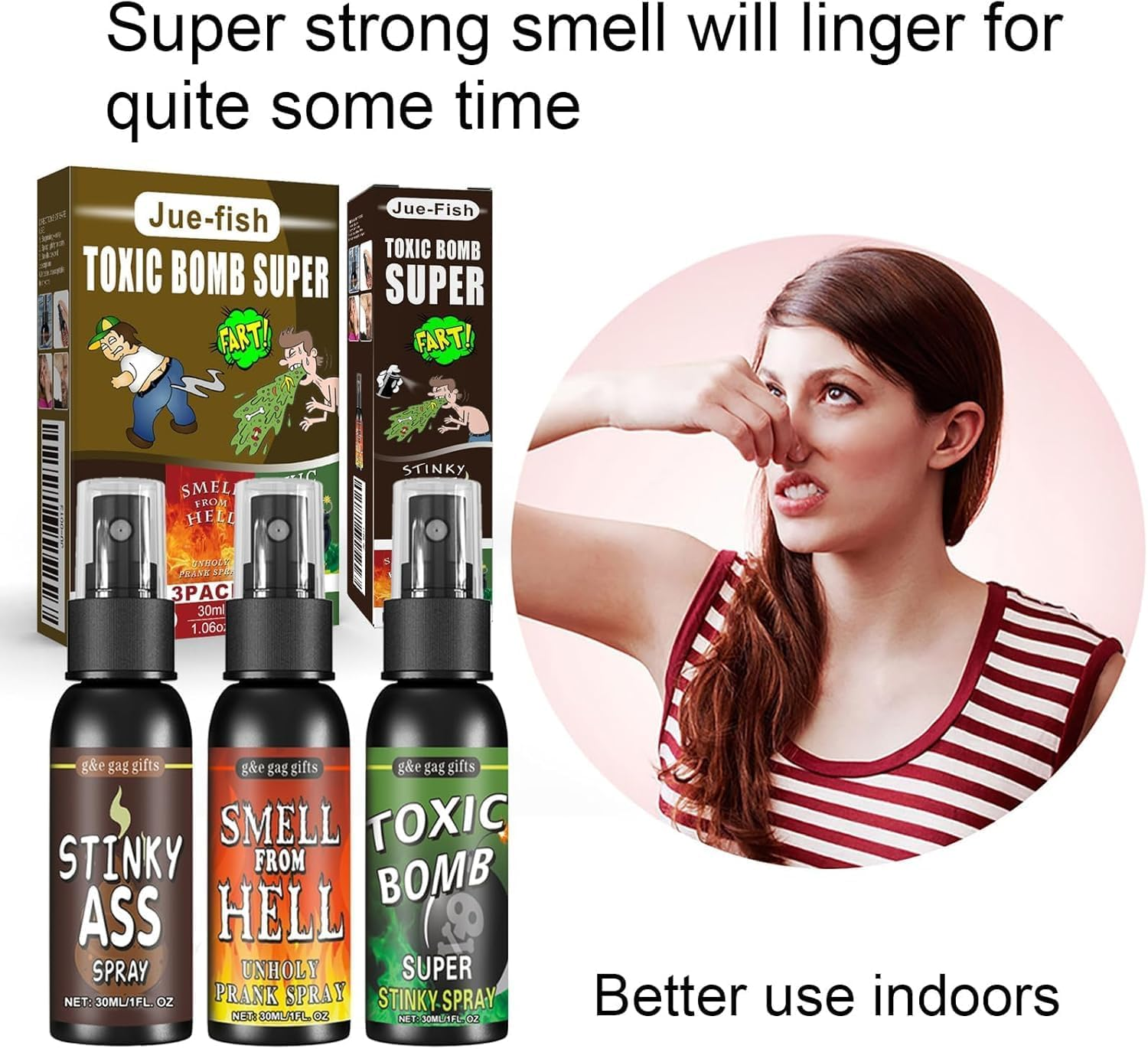 Zgchengzi 3PC Wet Farts-Potent Stink Spray/Ocean of Vomit,Poop Spray Prank,Extra Strong Stink/Hilarious Gag Gifts & Pranks for Adults/Smells like Really 'Bad' Gas(3 * 30Ml/1Floz) image number 4