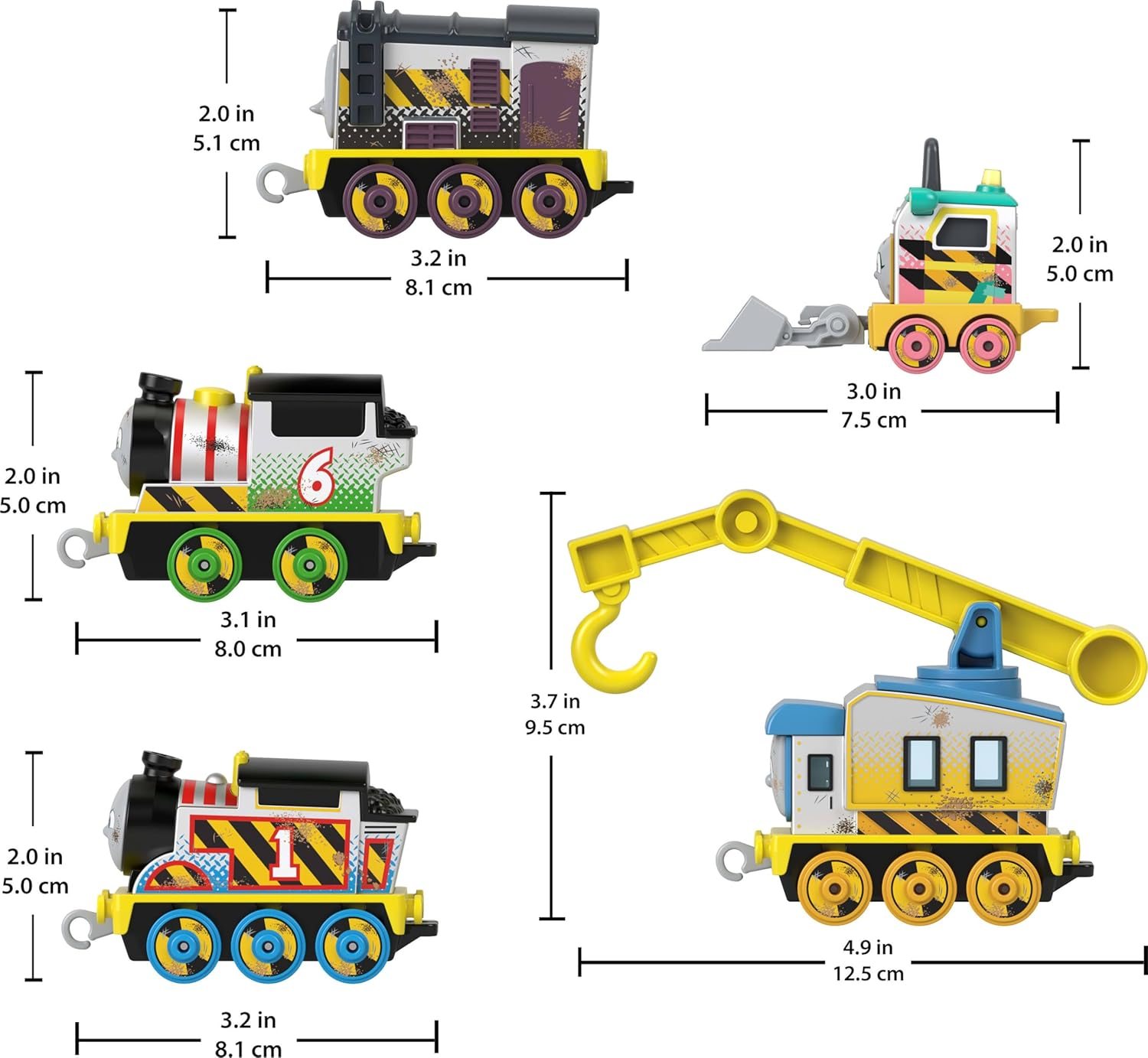 Thomas & Friends Diecast Vehicle Set Construction Crew 5 Push-Along Toy Train Engines for Preschool Kids Ages 3+ Years image number 1