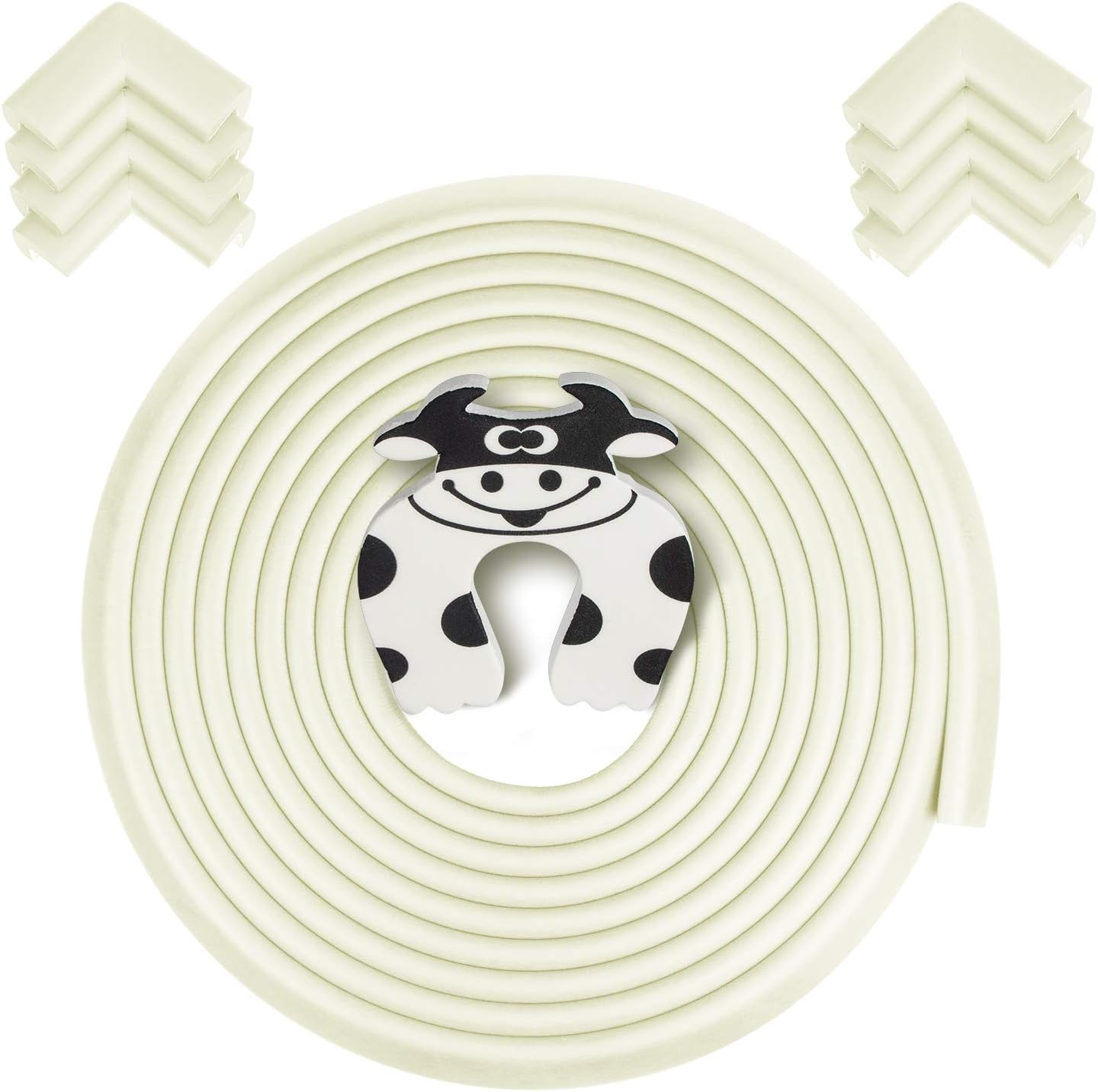 Baby Proofing Edge & Corner Guards,22.3 Ft-(19.68Ft Edge + 8 Corners) Furniture Bumper Cushion Table Edge Corner Protector Non Toxic and Safe for Fireplace, Stair, Cabinet, Countertop, White