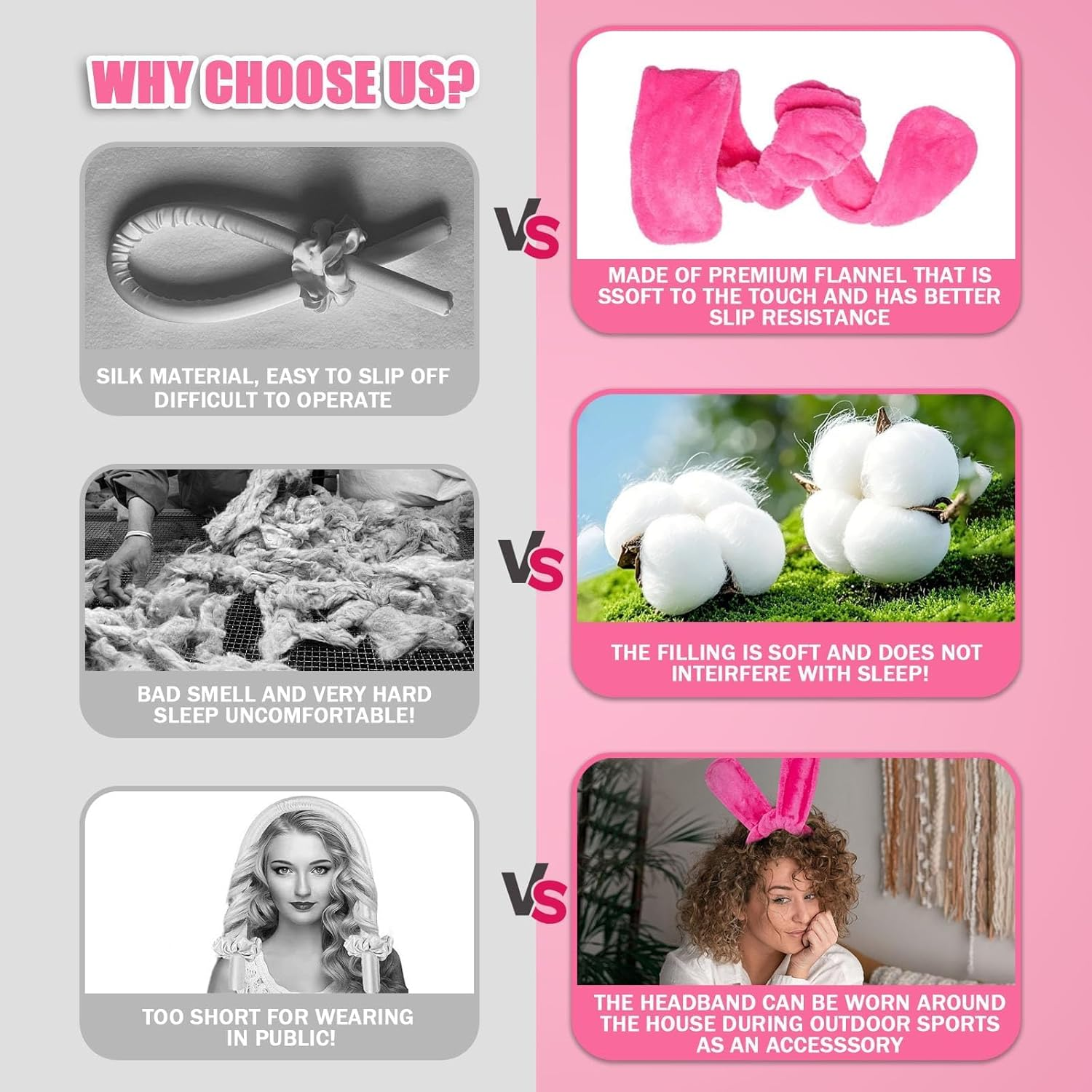 Overnight Curlers, Velvet Heatless Overnight Curls Band Curls without Heat, Heat-Free DIY Blowout Hair Curler for Sleeping, Non-Slip/Large Curls, Curls without Heat, for All Hair Types image number 1