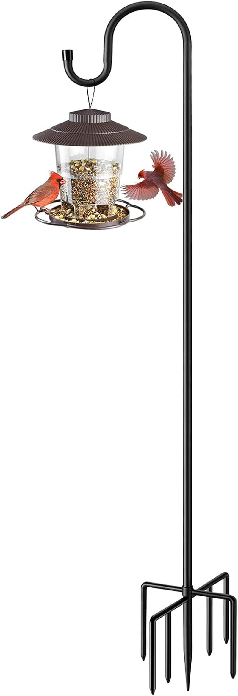 84" Shepherds Hooks for Outdoor, Heavy Duty Garden Bird Feeder Pole Hanging Bird Feeder, Solar Light Lanterns, Outdoor Plant Hanger Hook with 7 Base Prongs, 1 Packs image number 3